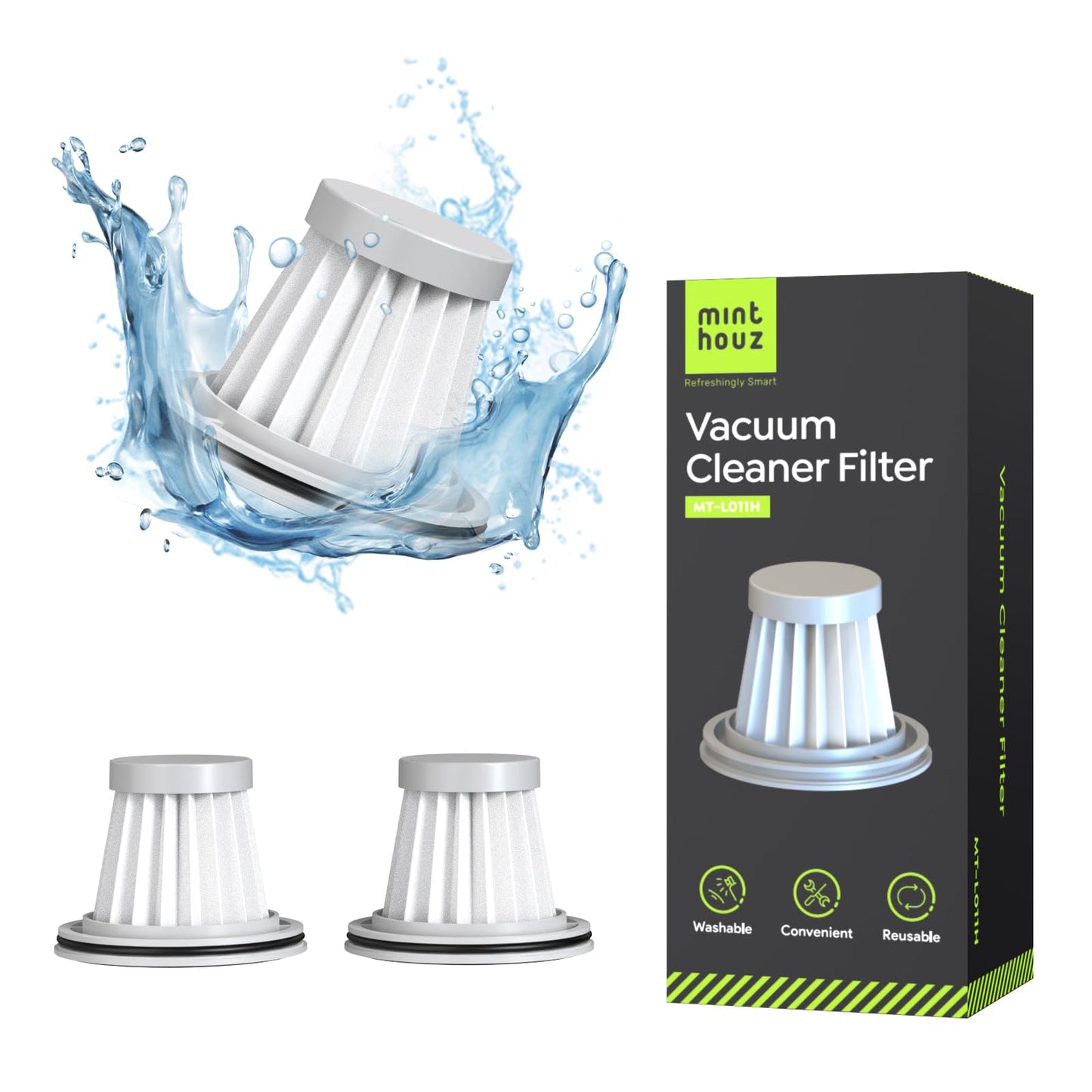 3 Pack HEPA Filters Replacement Compatible with Minthouz Handheld Car Vacuum (MT-L011G/MT- L011W/MT-L011B/Purus A20 Classic)