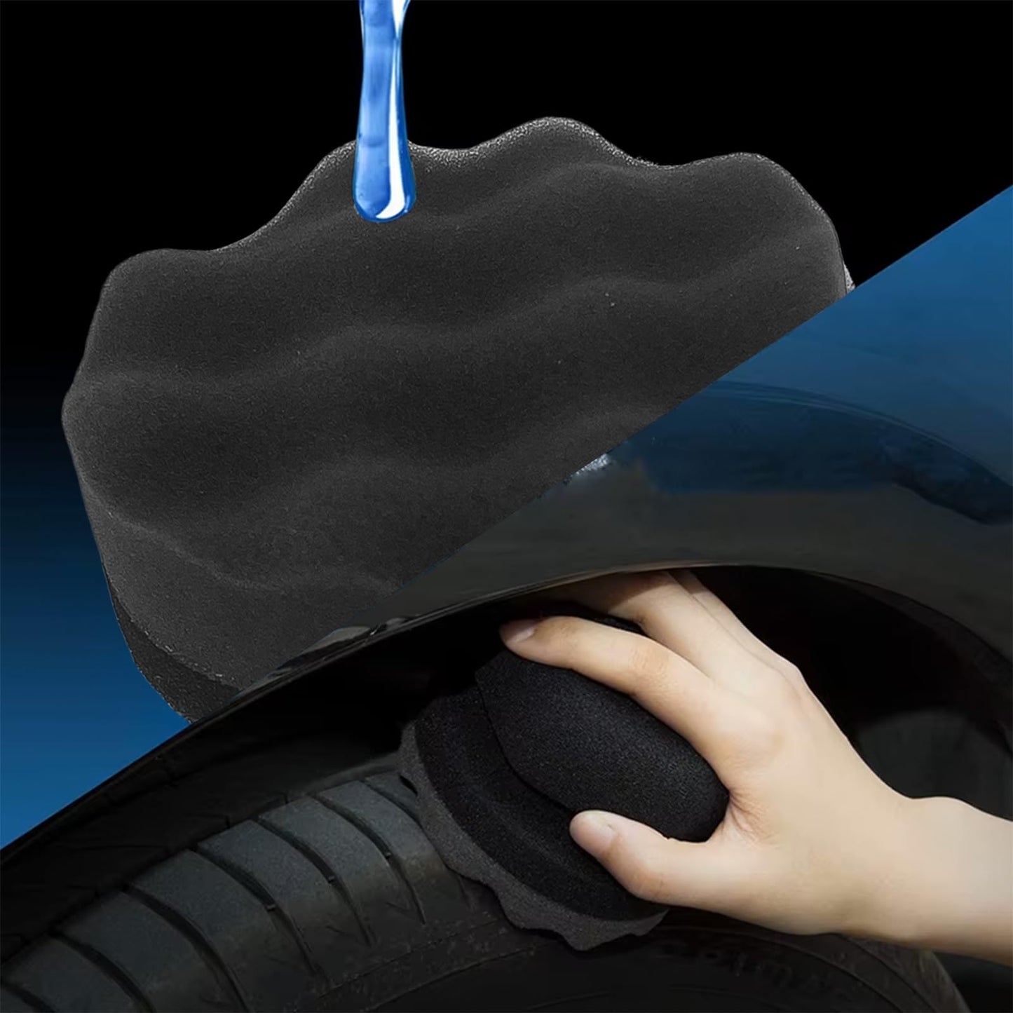 Tire Hex Grip Applicator, 4 pcs Tire Shine Brush Car Detailing Foam Sponge Tool Car Cleaning Supplies After Car Wash Tire Cleaner