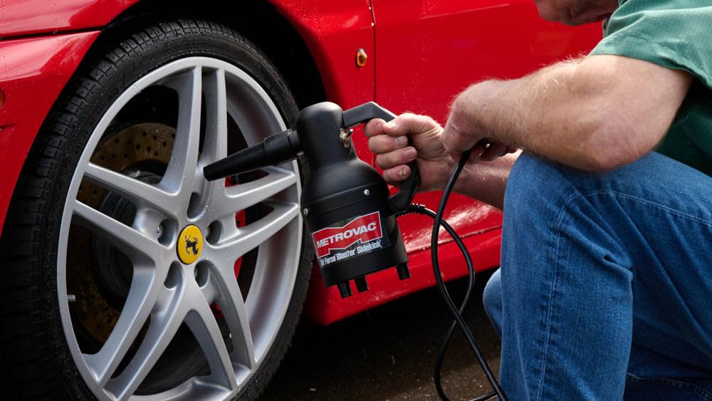 MetroVac SK-1CD Air Force Sidekick Blower System - Heavy Duty Car & Motorcycle Vacuum Cleaner, Dryer - Powerful Compact Air Duster - Portable Car Cleaning Supplies w/ 3’-6’ Stretch Hose