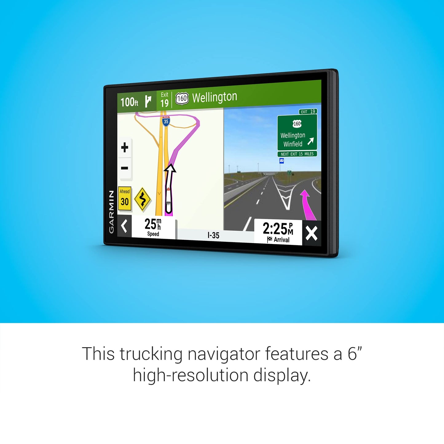 Garmin dzl OTR610, Large, Easy-to-Read 6' GPS Navigator, Custom Truck Routing, High-Resolution Birdseye Satellite Imagery, Directory of Truck & Trailer Services