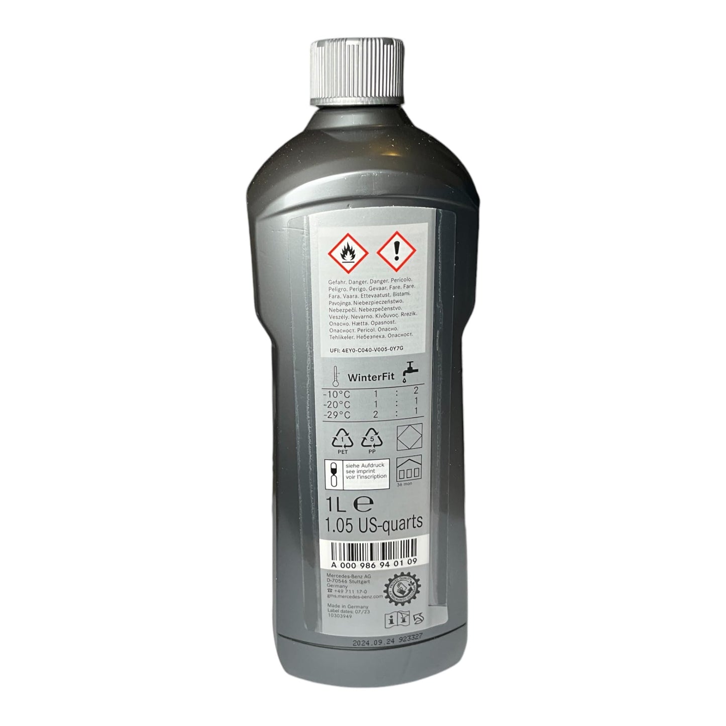 Mercedes-Benz Genuine OEM Winter Fit Windshield Washer Fluid Concentrate 1 Liter.