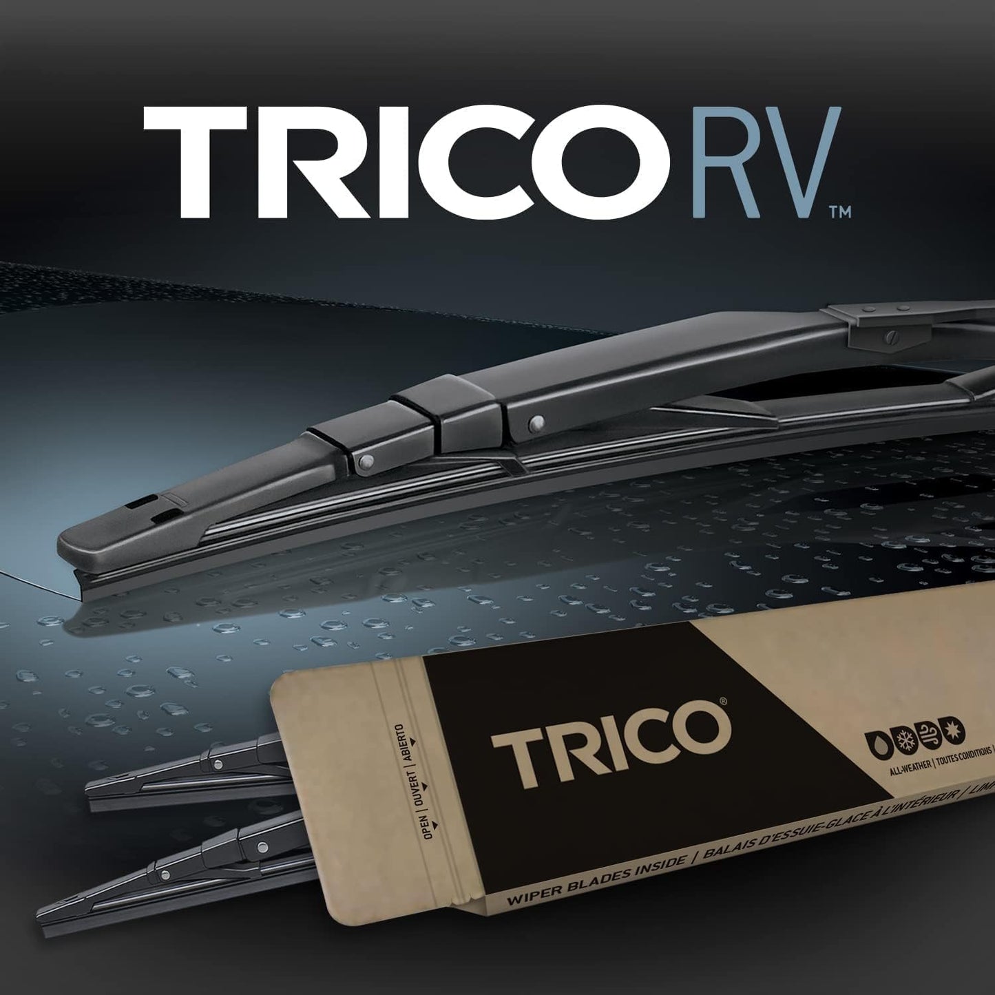 TRICO RV 40 Inch Pack of 2 Heavy Duty & Automotive Replacement RV Windshield Wipers w/Wide Saddle Attachment (67-4040-1)
