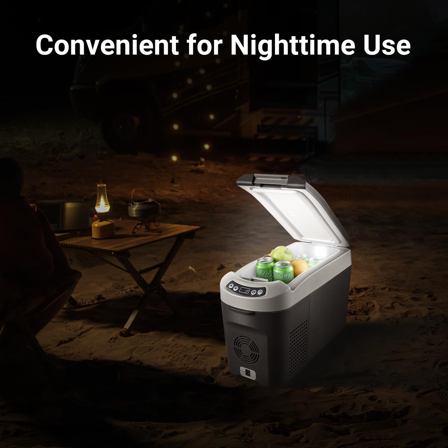 BODEGACOOLER 12 Volt Car Refrigerator, 16 Quart (15L) Small Car Fridge, Portable Freezer(-4℉~68℉), Car Cooler with 12/24V DC for Outdoor, Vehicles, Camping, Travel