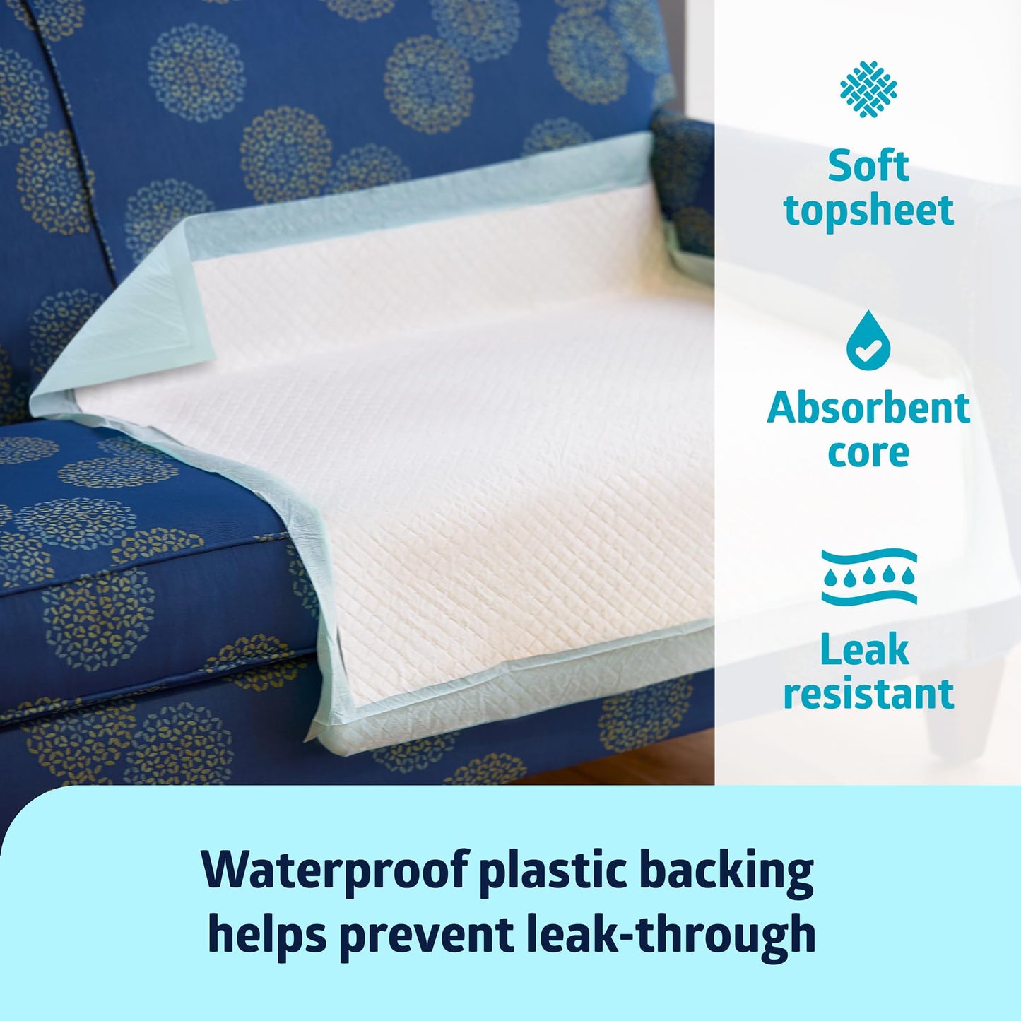 Medline Bed Pads Disposable Adult, Heavy Duty Chux Pads, 36x36, 50 Count, Incontinence Bed Pads for Adults, Chucks Underpads Extra Large, Disposable Bed Pads for Incontinence, Pee Pads