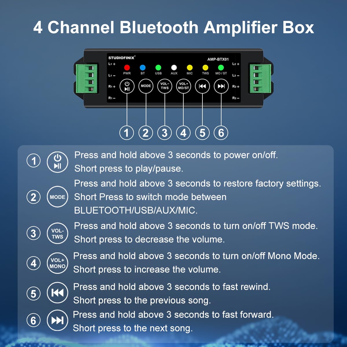 STUDIOFINIX 6.5 Inch Bluetooth Ceiling Speakers,600W Wired Recessed Speaker System, Ideal for Home Theater, Living Room,Office,Kichten,Study Room,Basement,Covered Patio and Flush Mount (4 Speakers)