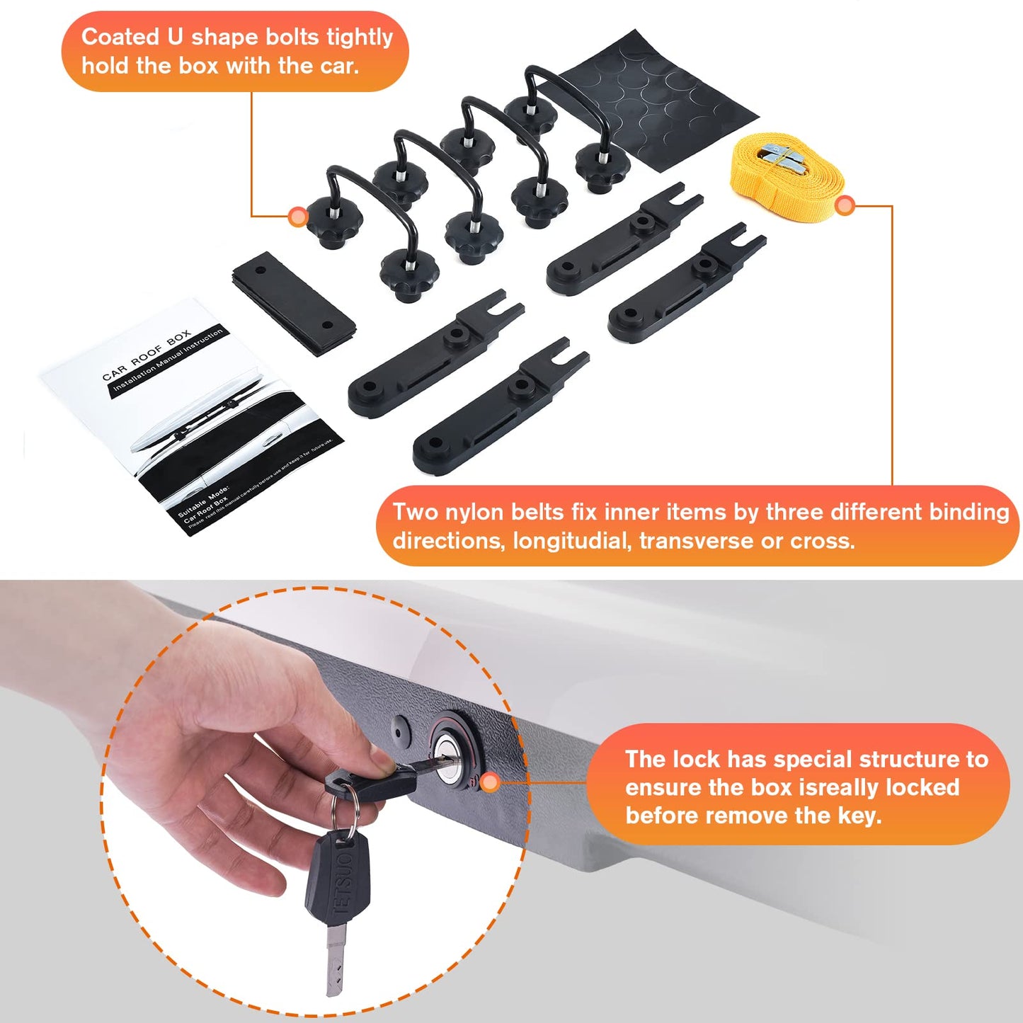 Large Rooftop Cargo Carrier with Roof Box, Heavy Duty Weatherproof Hard Shell Roof, 14 Cubic Feet Rooftop Cargo Box, White