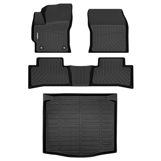 GINOWY-Floor Mats & Cargo Liner for Toyota Corolla Cross 2020-2025, All Weather Car Mats Rubbe Liners for Toyota Corolla Cross Cargo Trunk Mat Trunk Liner Accessories