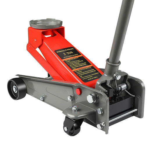 LARBANKE 3 Ton Floor Jack,6600 LBS Heavy Duty Hydraulic Floor Jack with Wheels,Lift Range:5.31'' -18.11'',Carbon Steel Material,Suitable for Home,Garage and Repair Shops,Red