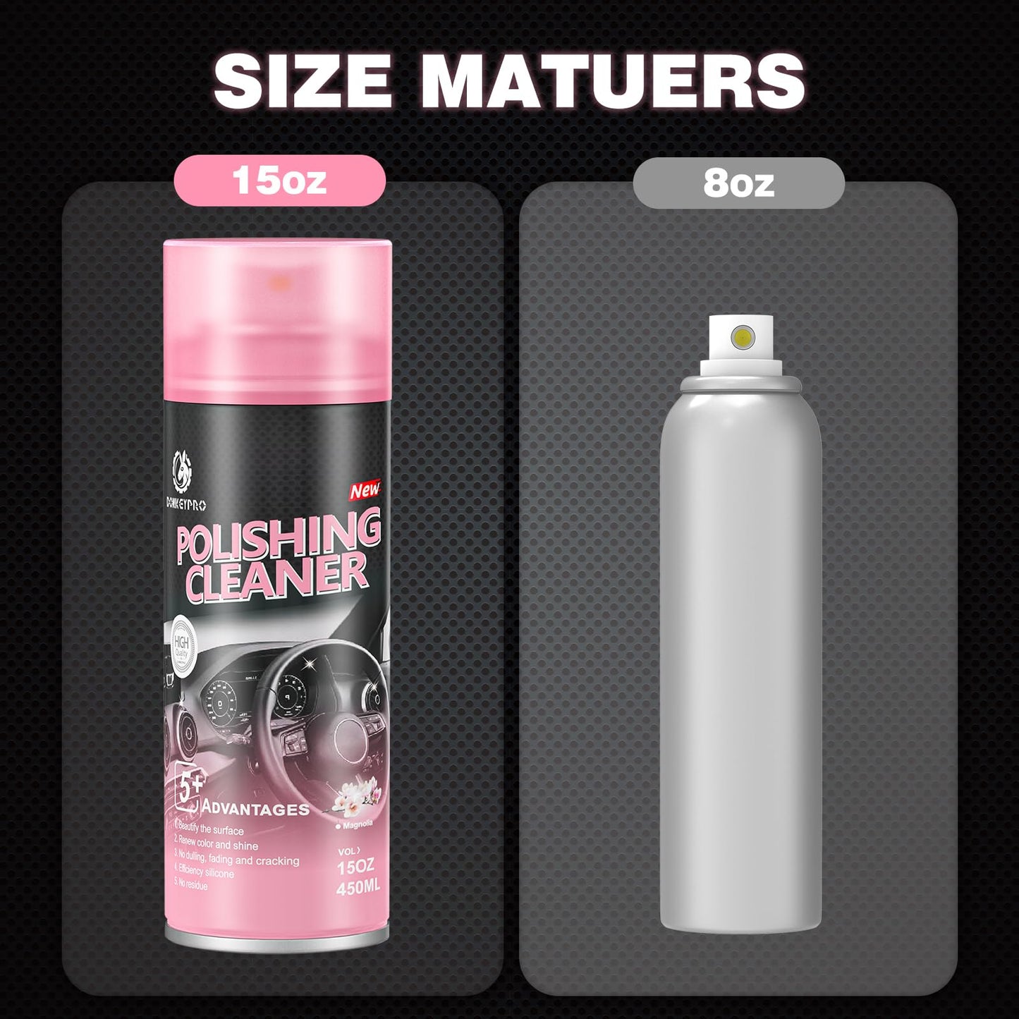 Car Interior Cleaner, Polishing Cleaner Detailer Spray for Vehicle Detailing, 450ml Aerosol 15 fl oz with Iron Can (2-Pack)