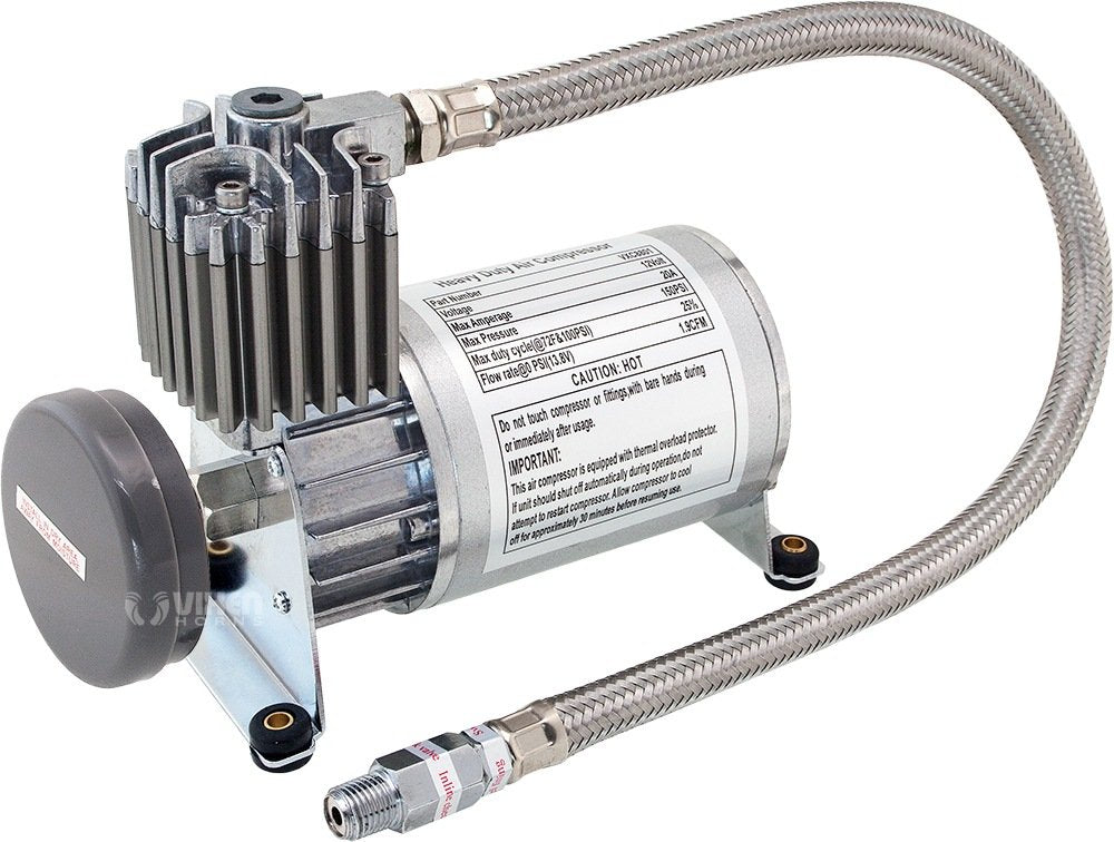 Vixen Horns Heavy Duty Onboard Air Compressor 150 PSI. Universal Replacement for Truck/Car Train Horn/Suspension/Ride/Bag kit/System. Fits All 12v Vehicles like Semi/Pickup Trucks VXC8801