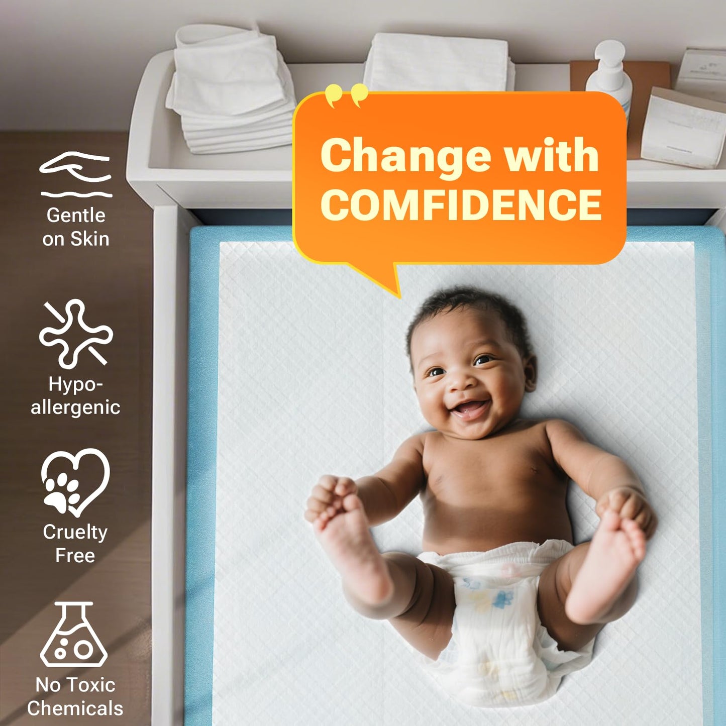 CLEAN SPACES 30" x 36" 50 Count Super Absorbency Disposable Bed Pads for Adults, Leakproof Quick Drying Underpads for Adults Baby Puppy, Incontinence Pads, Puppy Pad Dog Training Pee Pads