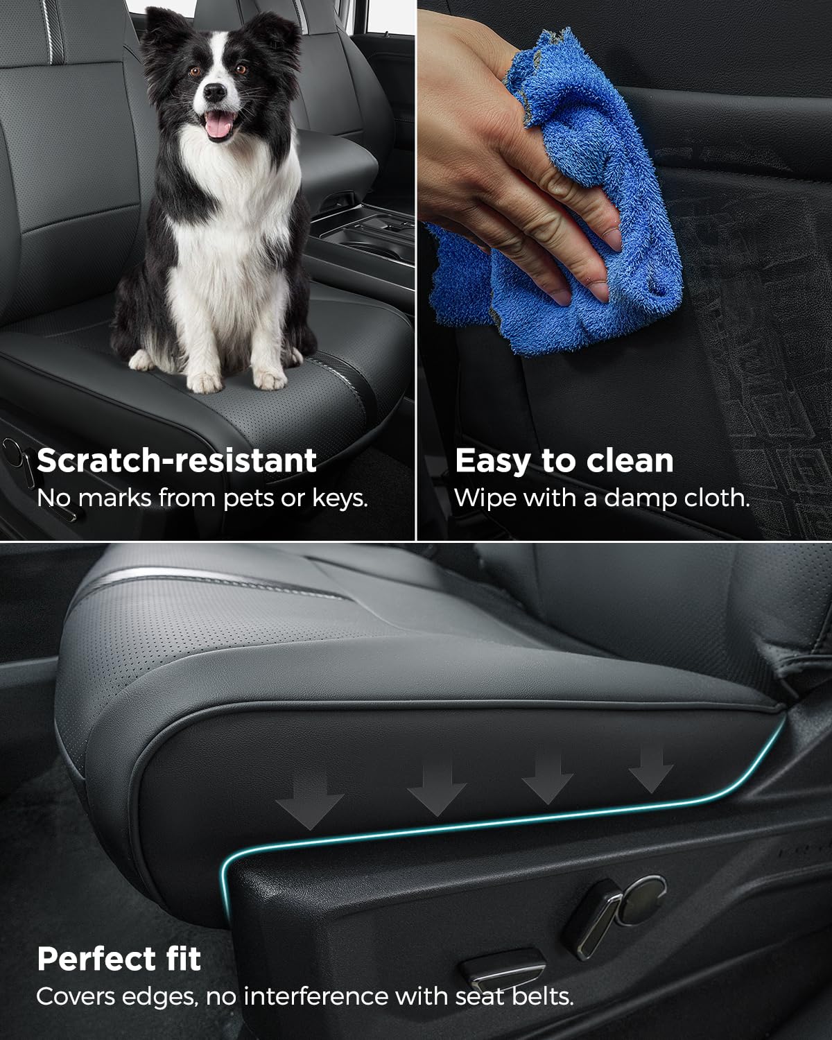 DiffCar for Ford F150 Seat Covers 2021 2022 2023 2024 2025,Full Set Leather Waterproof Black Trucks Pickup Seat Covers Custom Fit for Ford F150 Accessories,Car Seat Cover for SuperCrew/CrewCab(XL,XLT)