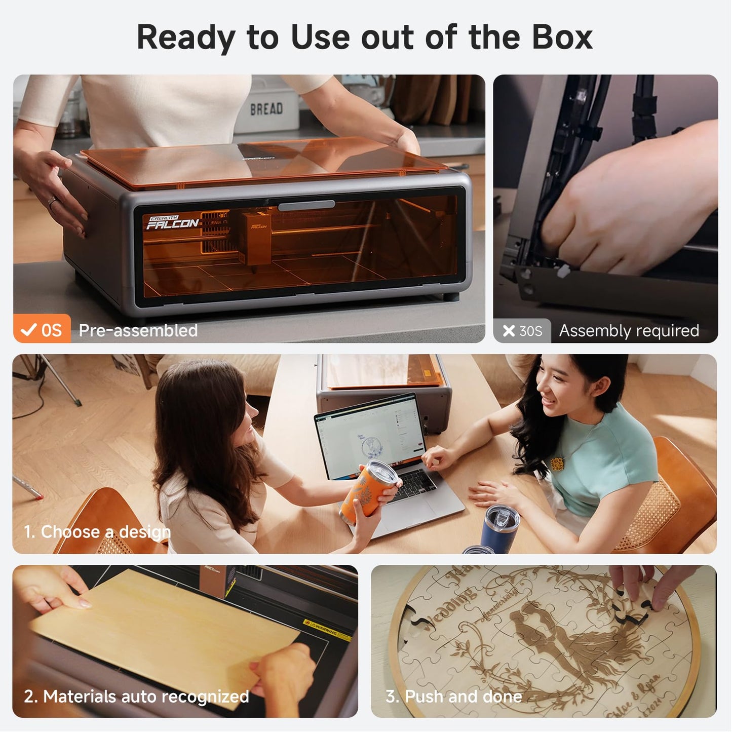 Creality Falcon A1 10W Laser Engraver, Enclosed Laser Cutter with Air Assist, HD Camera Positioning, Beginner-Friendly, Class 1 Safety Laser Engraving Machine for Wood and Metal, Acrylic