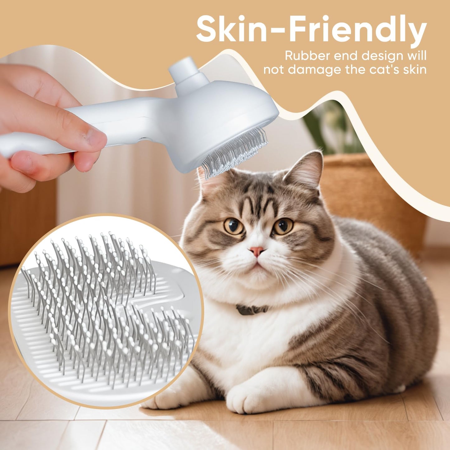 3-in-1 Cat Steam Brush – Pet Grooming & Shedding Comb with Gentle Steam Spray, One-Click Hair Release, for Long & Short Hair Cats & Dogs (White)