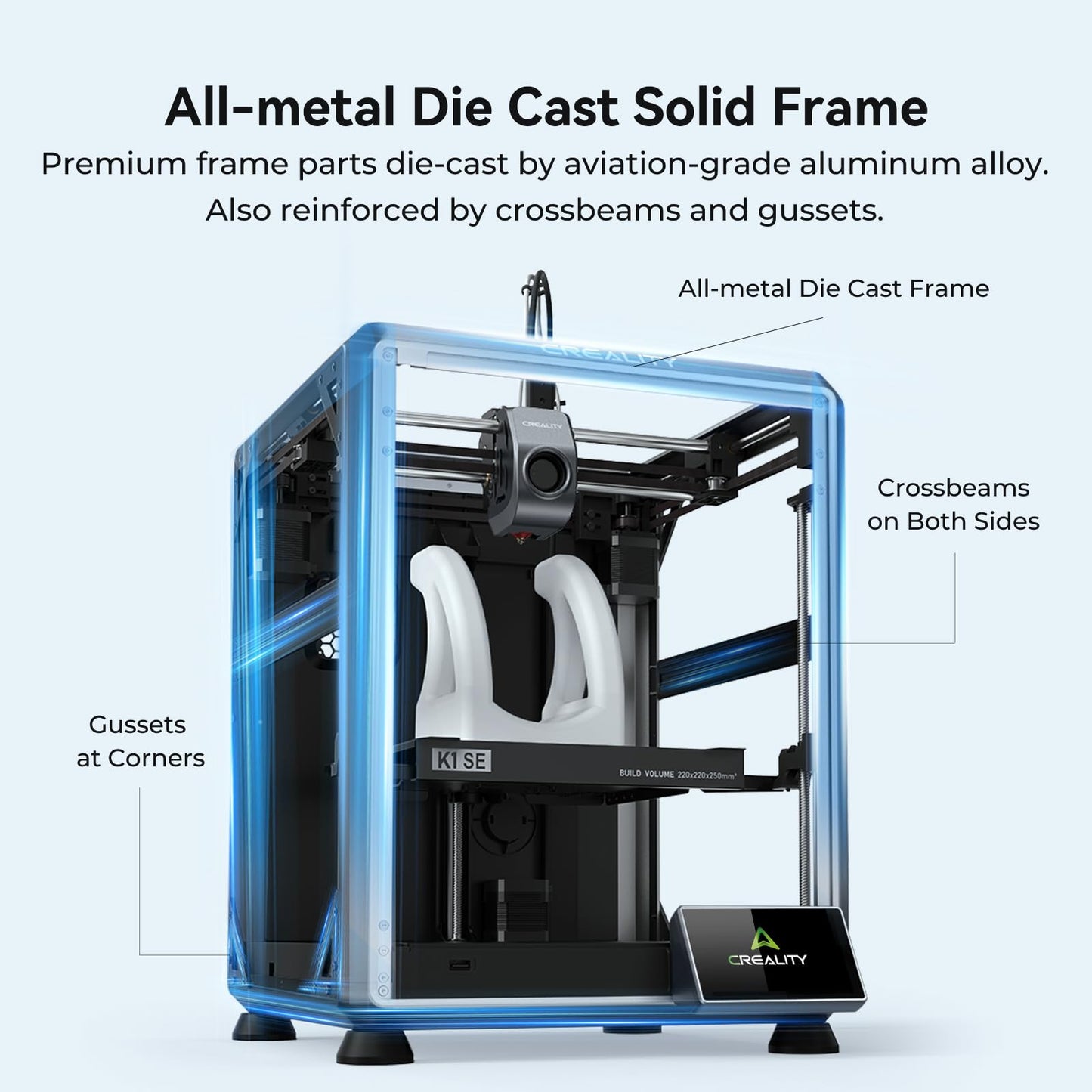 Creality 3D Printer, K1 SE Fully Assembled Auto Leveling 3D Printers for Kids and Beginners, 600mm/s Max High-Speed Printing, Core XY All Metal Structure, Larger Print Size 250x220x220mm