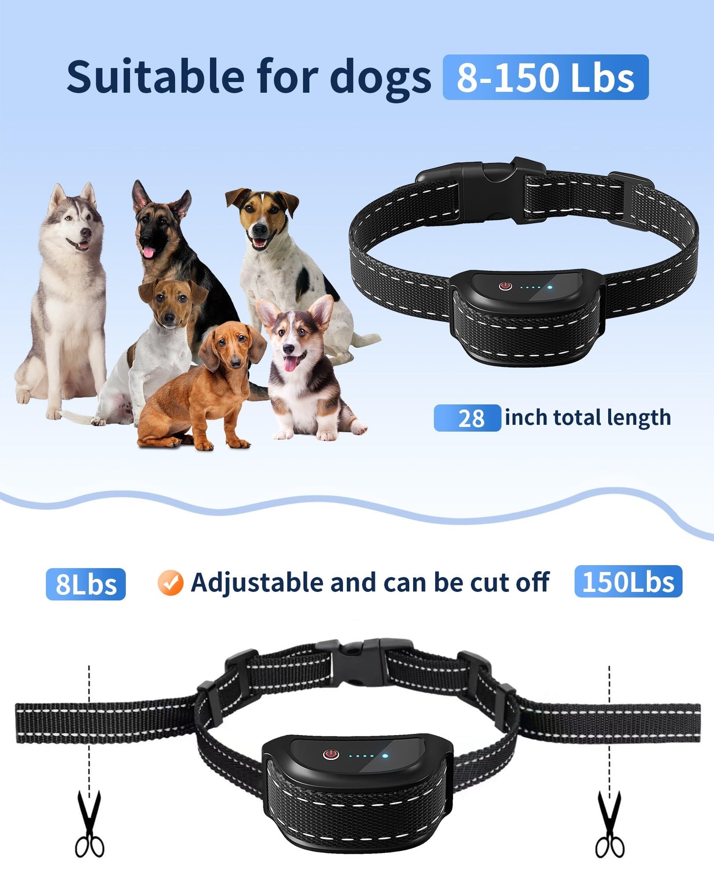 Dog Training Collar with Remote - Waterproof Shock Collar for Dogs Adjustable Levels (1-99) Beep Vibration Shock Flashlight Rechargeable Dog E Collar for Training Small Medium and Large Dogs