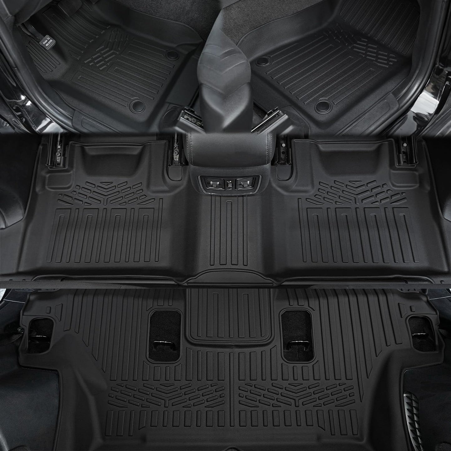 GALVAGNITE Floor Mats for 2016-2024 2025 Dodge Durango 6-seat, All Weather TPE Cargo Liner Cargo Mat and 3rd Row Backrest Mats for Durango Accessories