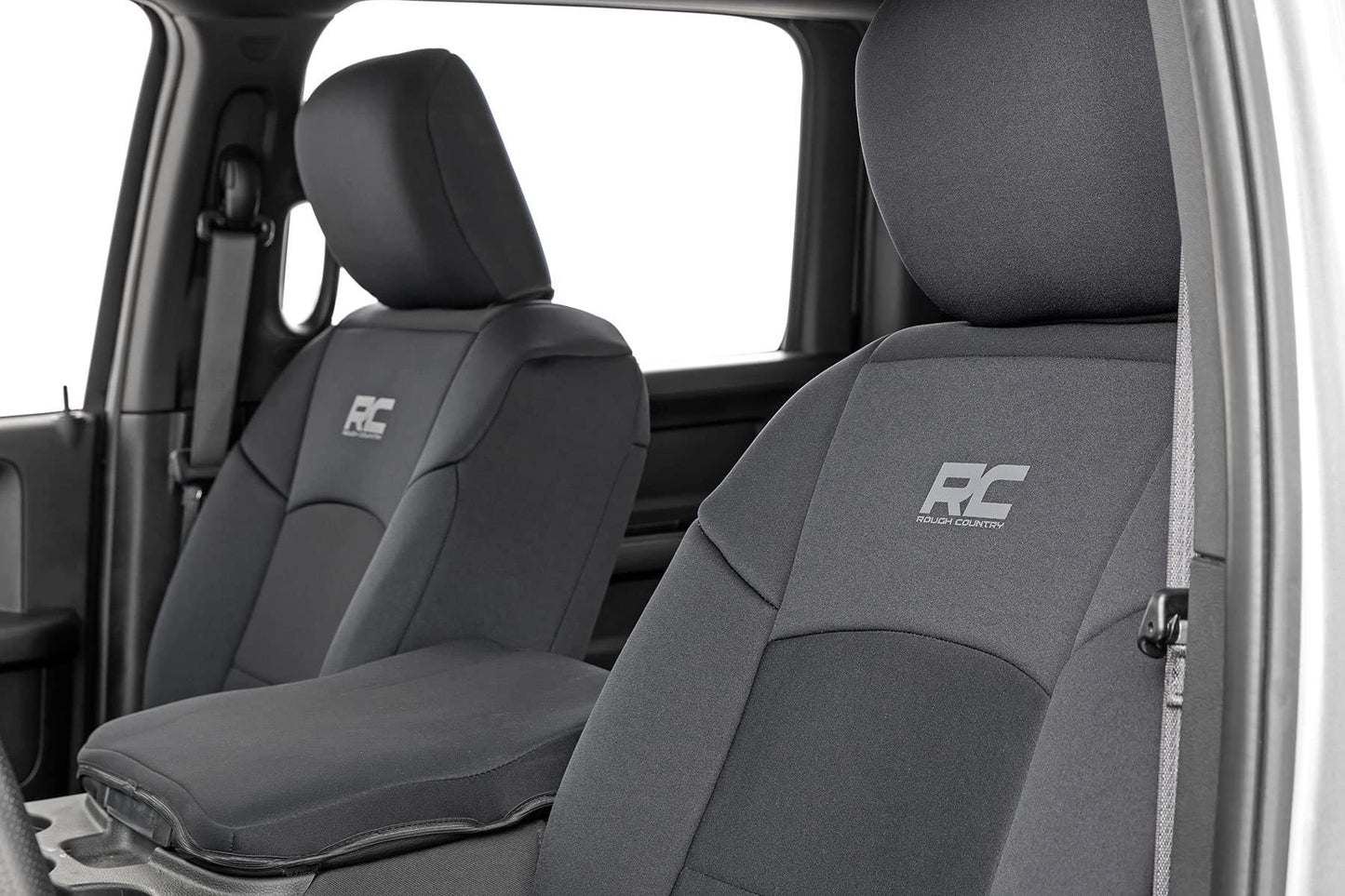 Rough Country Neoprene Seat Covers for Dodge Ram (2019-2024) - UV & Water Resistant, Foam Padded Truck Seat Covers - Full Set