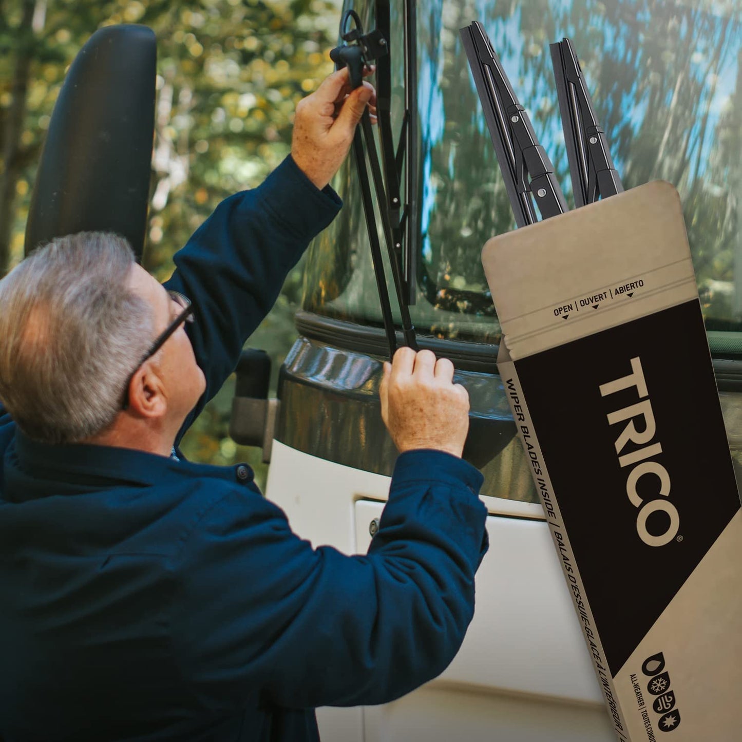 Trico RV 36 Inch Pack of 2 Heavy Duty & Automotive Replacement RV Windshield Wipers w/Wide Saddle Attachment (67-3636-1)