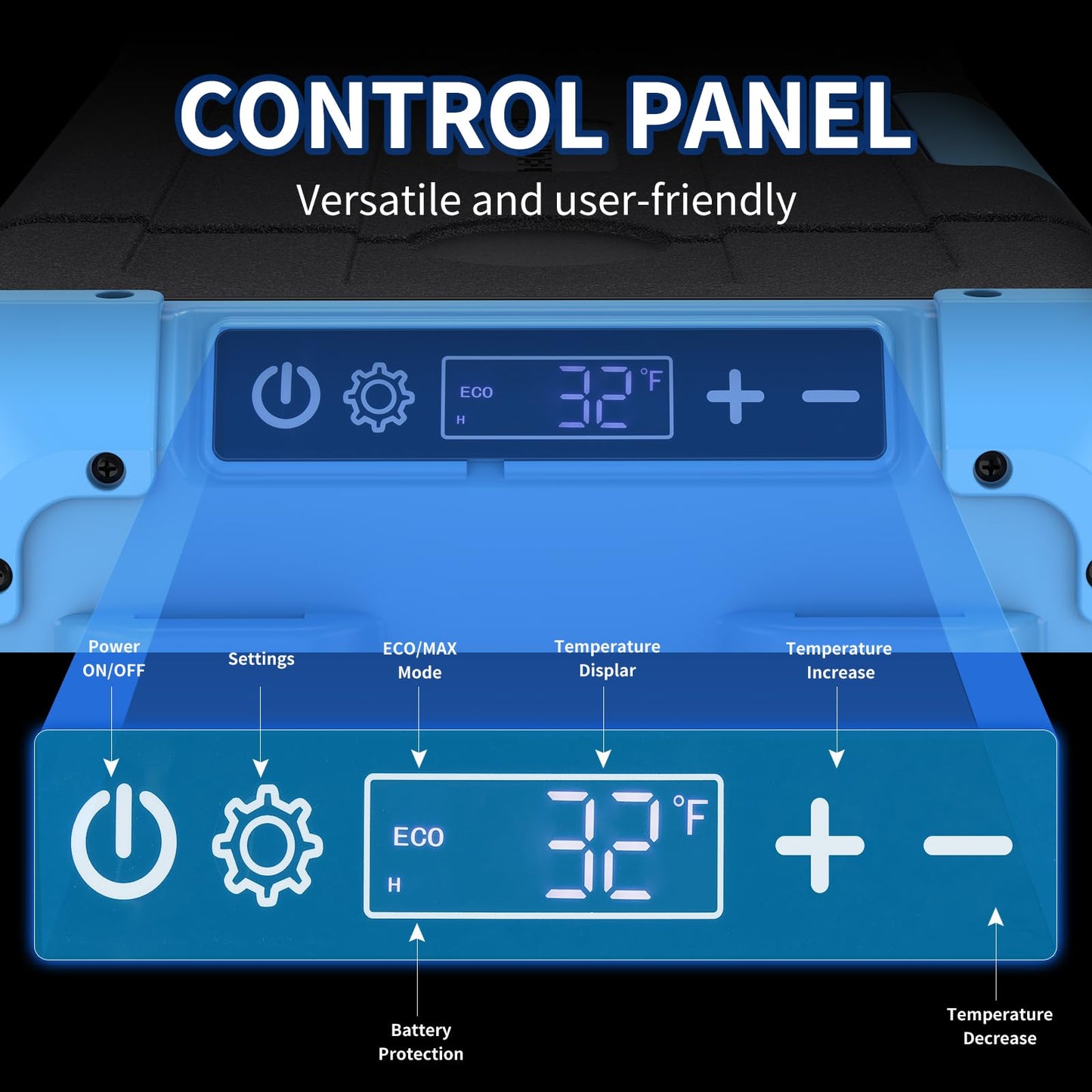 Tecnolove 20L Car Refrigerator Freezer, 21QT Single Zone Portable Fridge with Blow Expansion Evaporator, Reversible Door, LED Control, Fast Cooling, 100–240V AC / 12V / 24V DC, -4℉~68℉, Ice Blue