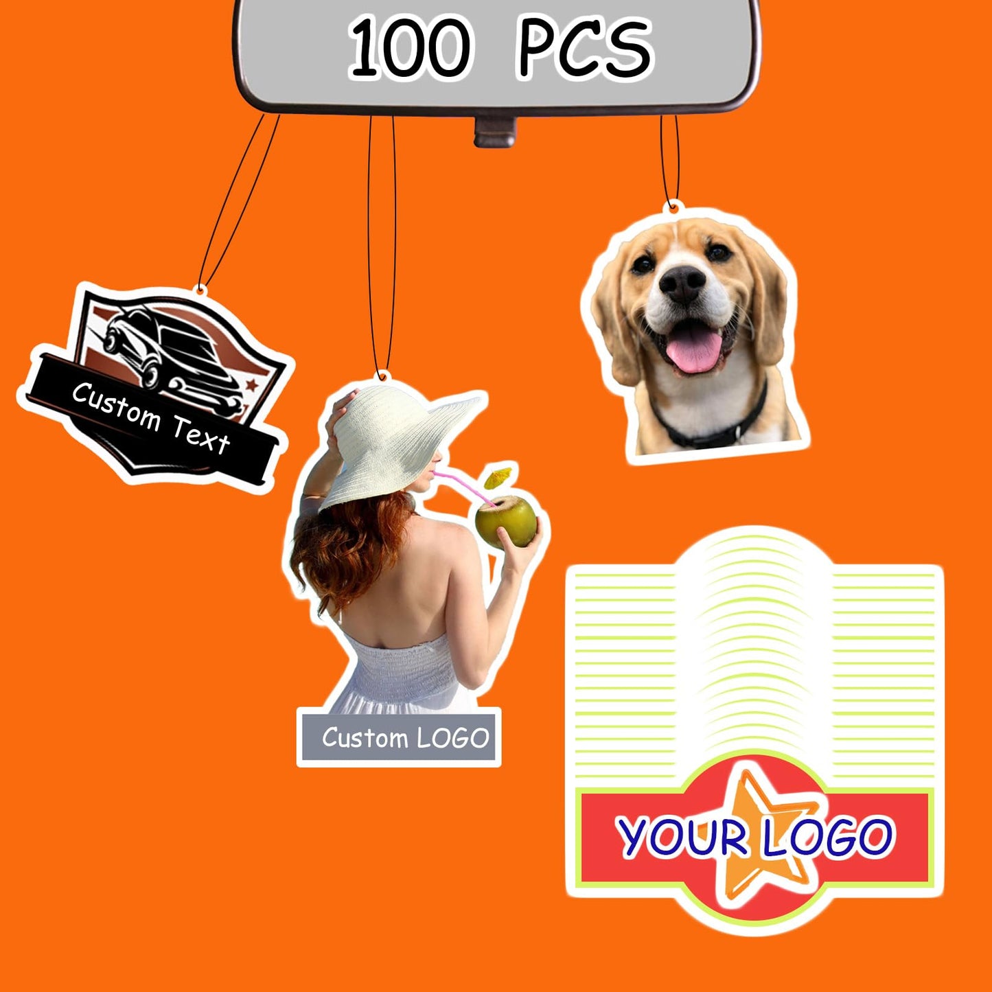 100PCS Custom Air Fresheners with Picture - Personalized Double Sided Picture Air Freshener, Customized Air Freshener for Car Wardrobe, Bathroom, Wardrobes, Anniversary Presents (Irregular Shape)