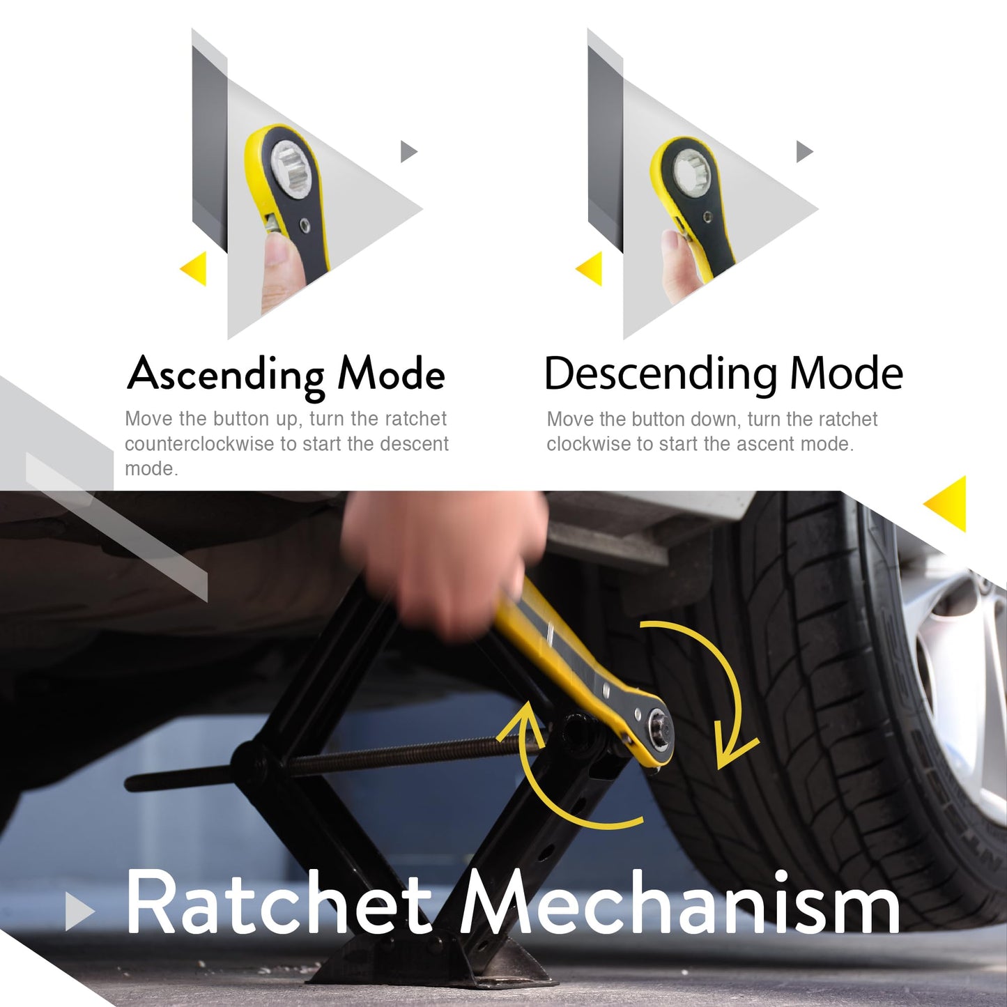 Car Jack Kit | Scissor Jack for Car 3 Ton (6,600 lbs) - Tire Jack Tool Kit | Portable, Ideal for SUV and Auto - Universal Kit with Lug Wrench | Heavy Duty Material