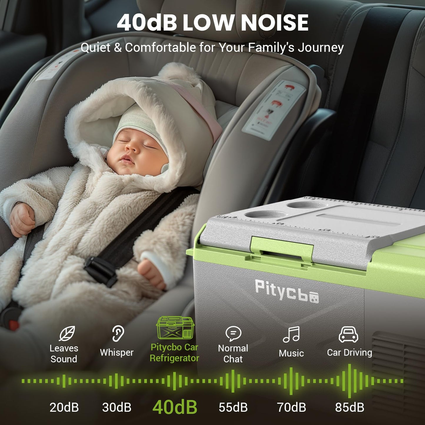 Pitycbo Car Refrigerator 12v Portable Fridge for Car, Auto 19 Quart Freezer Cooler, -4℉—68℉ 12/24V DC 100~240 Volt AC for Truck, Camping, Travel, Vehicles, RV