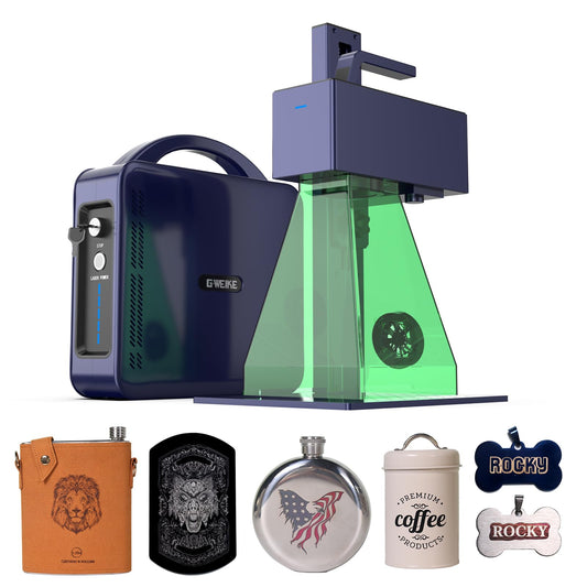 GWEIKE G2 Pro 30W Fiber Laser Engraver, 15000mm/s Fast Laser Engraver Machine with 3D & Deep Engraving, 150x150mm Working Area, Portable Laser Marking Machine for Jewelry, Metal, Leather, Dog Tags