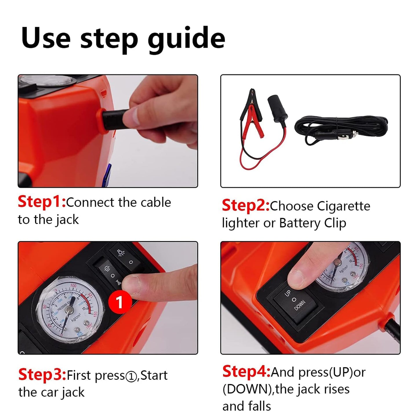 ROGTZ Electric Hydraulic Car Jack Kit 5 Ton 12V Portable Lift Range 17.7 Inch with Impact Wrench and Tire Inflator Pump for SUV Sedan Truck Car Repair Floor Jack for Vehicle Tire Change with LED Light