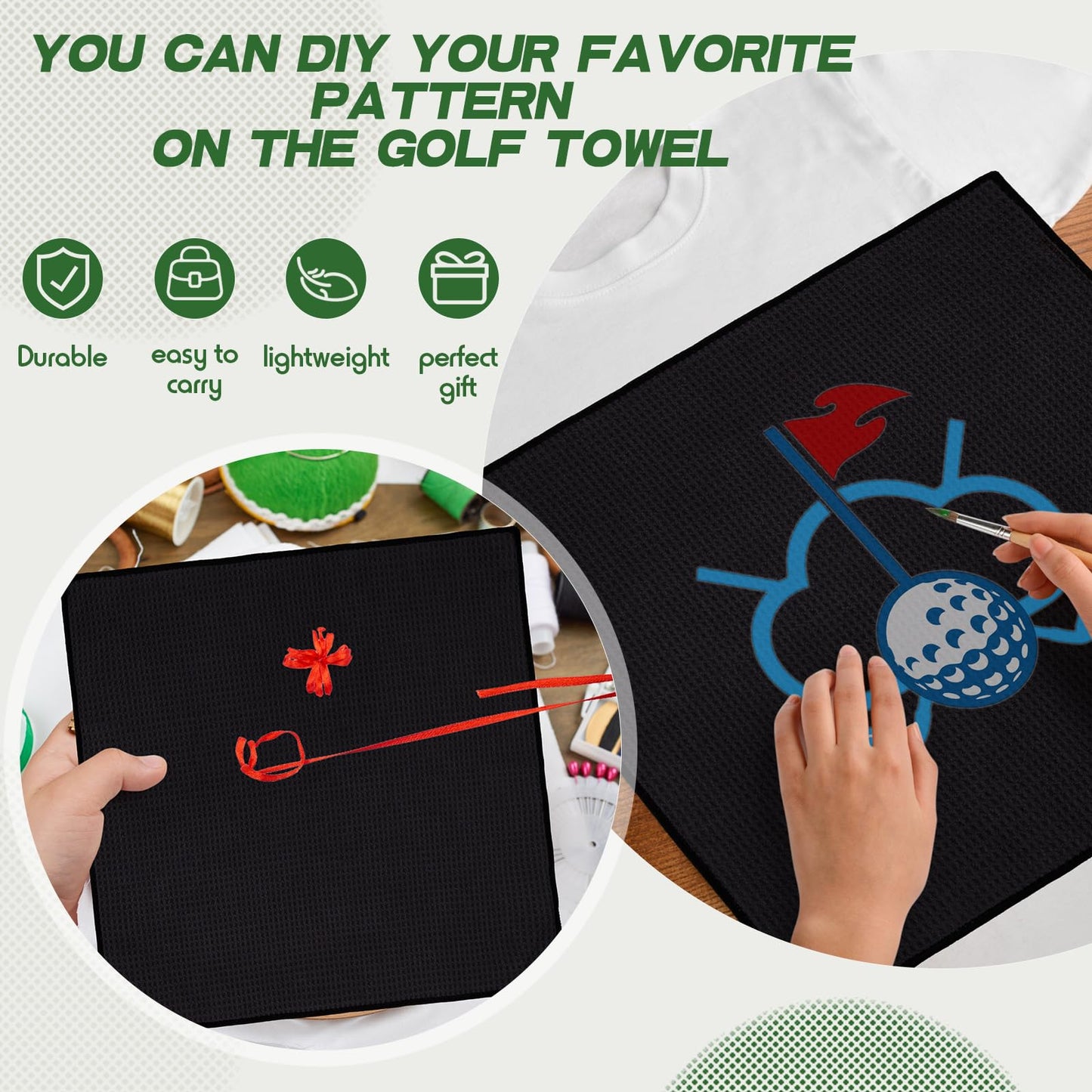 Batiyeer Golf Towels Bulk for Bags 16'' x 16'' Microfiber Waffle Pattern Golf Towel with Clipfor Mini Tournament, Club, Yoga, Fitness(Black,100 Pcs)