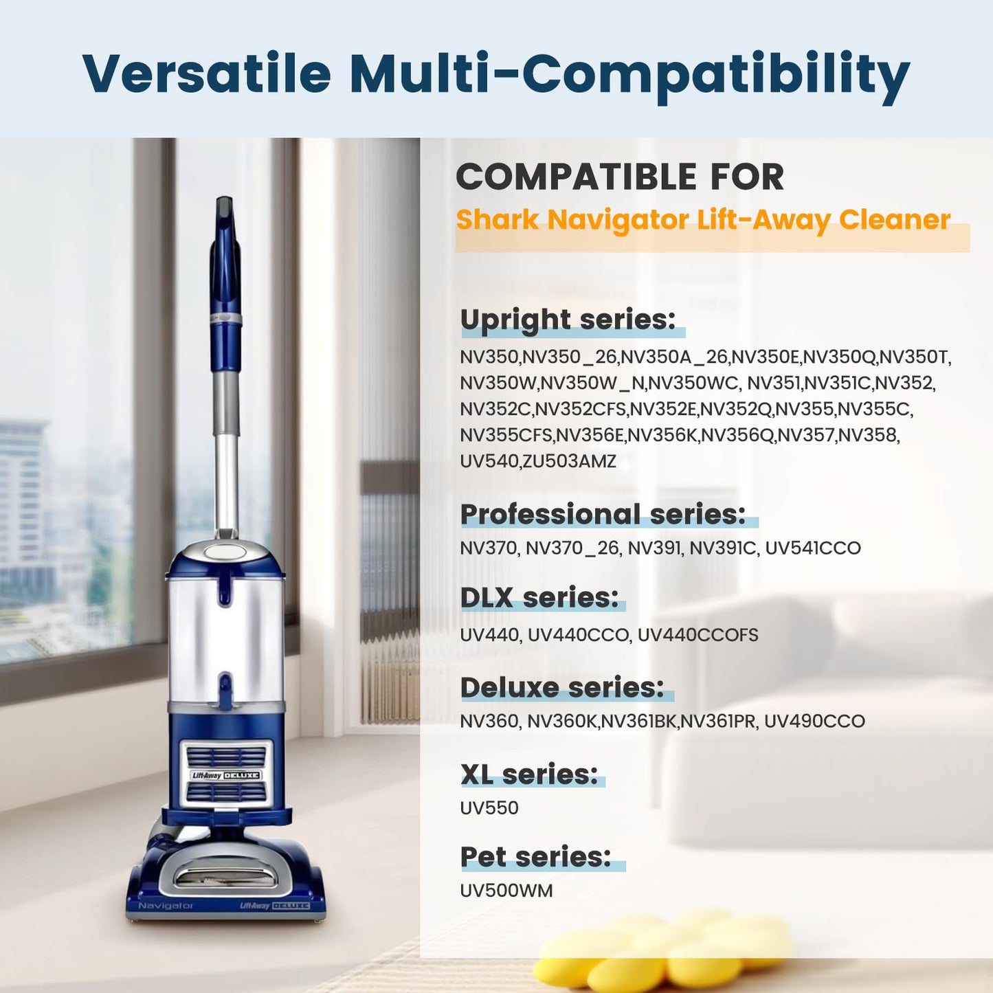 2 + 4 Pack Filters for Shark Vacuum Navigator Lift Away Filter Replacement ZU503AMZ NV350 NV351 NV352 NV355 NV356E NV357 NV360 NV370 UV440 UV540, Parts XFF350 XHF350