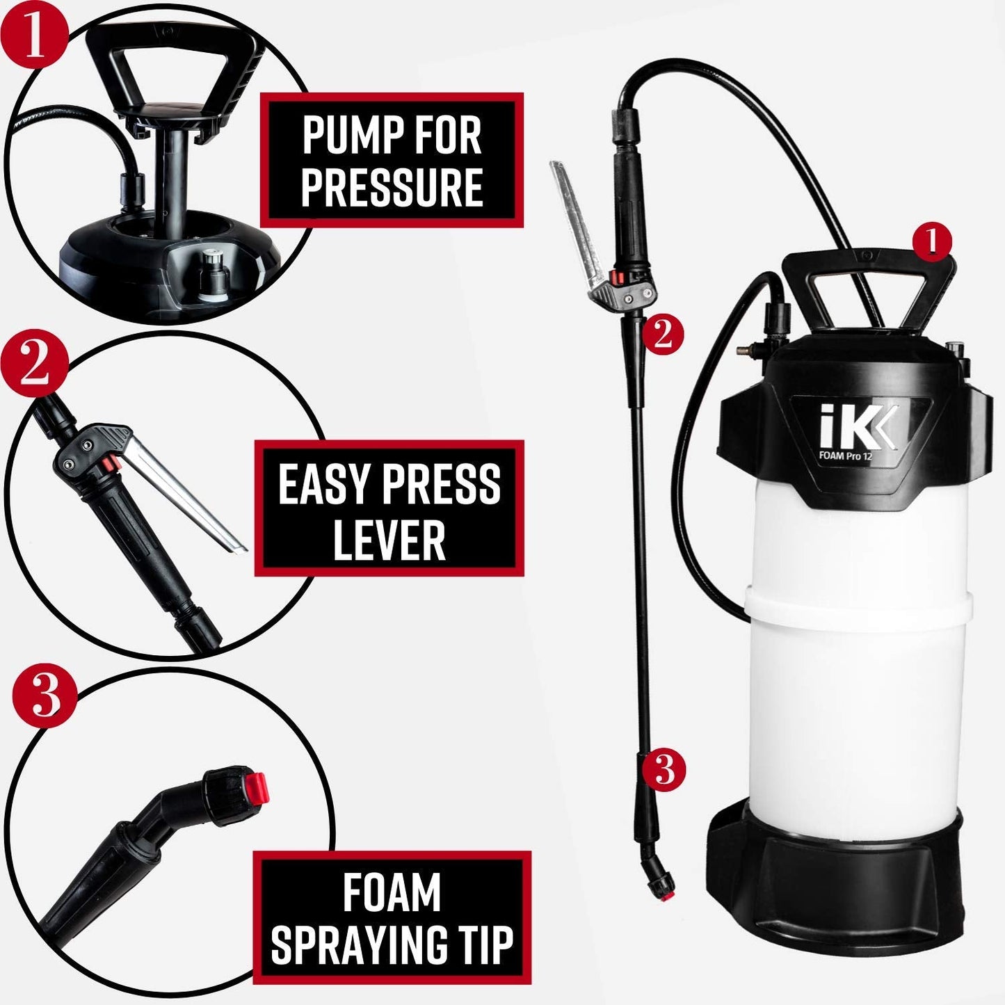 Adam's Polishes IK Foaming Pump Sprayer (6 Liters) - Pressure Foam Sprayer Cleaning Kit Car Wash Detailing | Fill with Car Wash Soap Wheel & Tire Cleaner Rim | Water Sprayer Lawn Garden Weeds