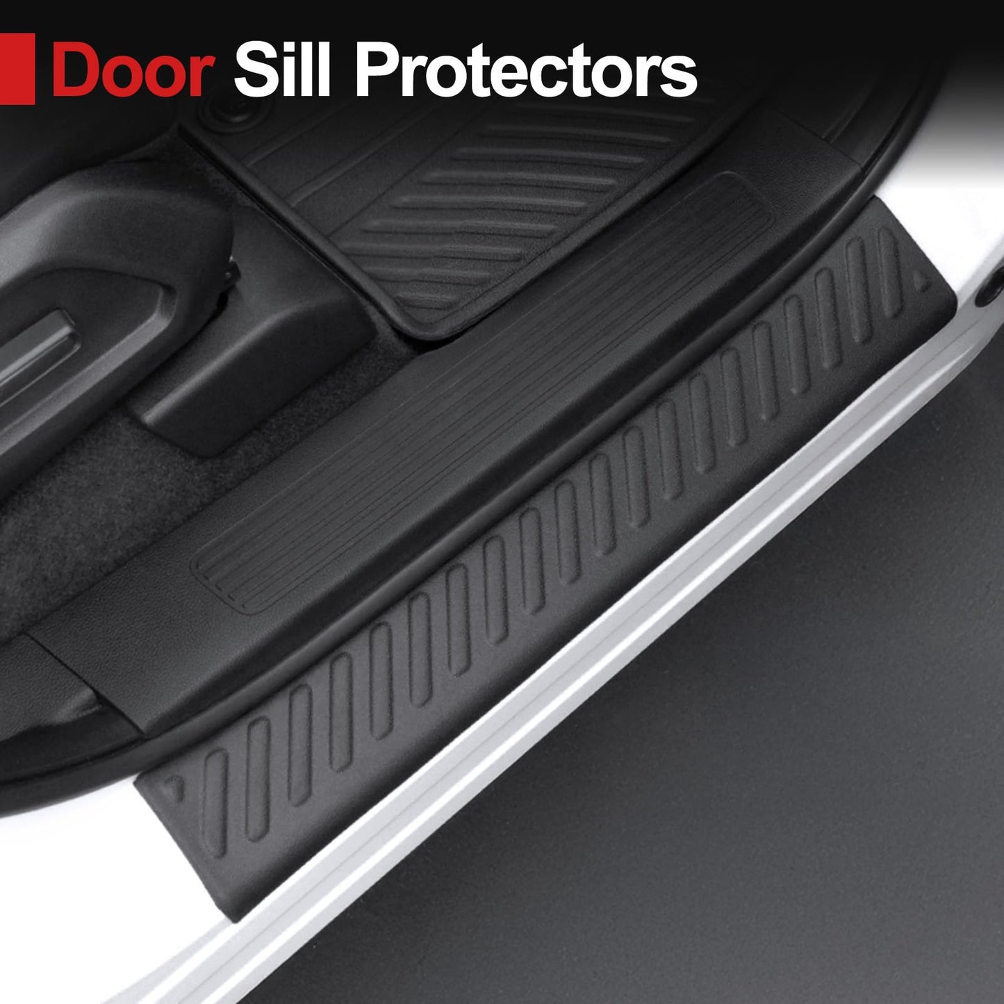 HOUCLEMIC Floor Mats for 2023-2025 Honda Pilot Cargo Mat with Backrest Mat All Weather TPE Cargo Liner Car Mats Replacement Protection for 2025 Honda Pilot Accessories Door Sill Guards