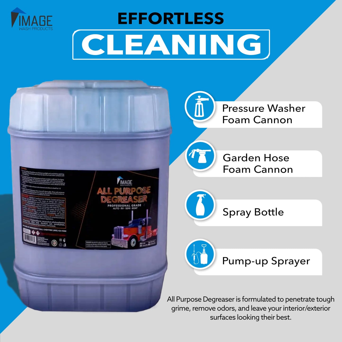 Image Wash Products All Purpose Foaming Degreaser - 5 Gal. - Works On Interior/Exterior Surfaces - Engine Bay Cleaner/Car Interior Cleaner/Tire Degreaser - Heavy Duty