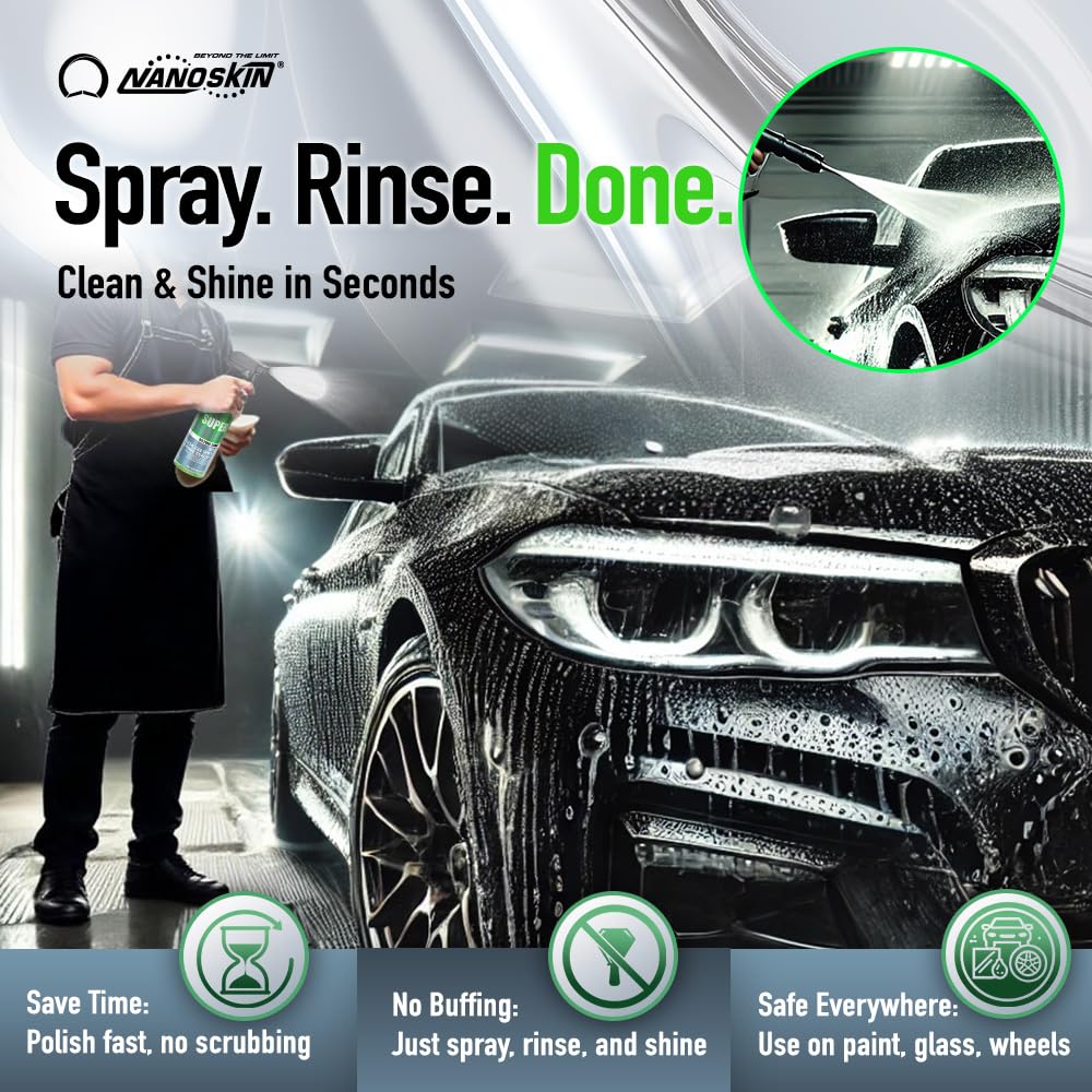 Nanoskin Ultra Line SUPER CHARGER SiO2 Touchless Spray-On/Rinse-Off Sealant 1 Gallon- Car Wash Paint & Glass Spray for Car Detailing | Safe for Cars, Trucks, Motorcycles, RVs & More | 100:1 Dilution