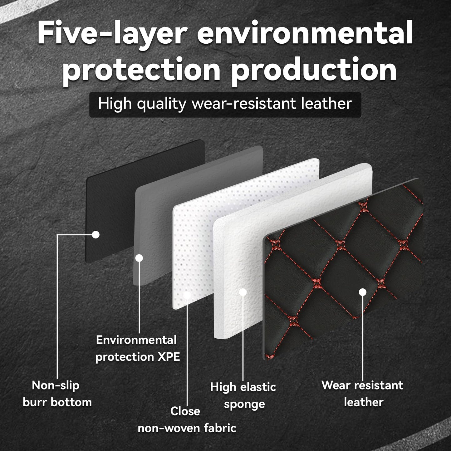 Car Floor Mat for Nissan Altima 2013-2018,Nappa Leather Full Coverage Auto Floor Mats All Weather Luxury Floor Liners(Black Red,Full Set)