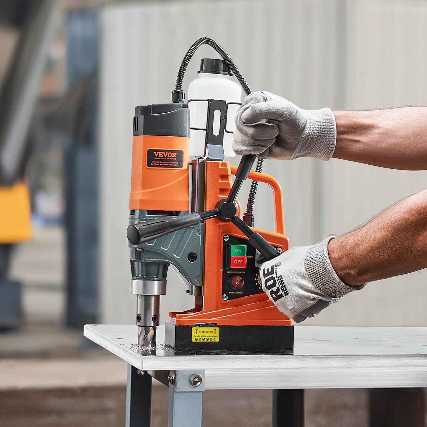 VEVOR Magnetic Drill, 1450W Motor 2 in Boring Diameter, 2878 lbf Portable Electric Mag Drill Press, with 6 Coring Bits, Variable Speed, Drilling Machine for Metal Surface, Home Improvement Industry