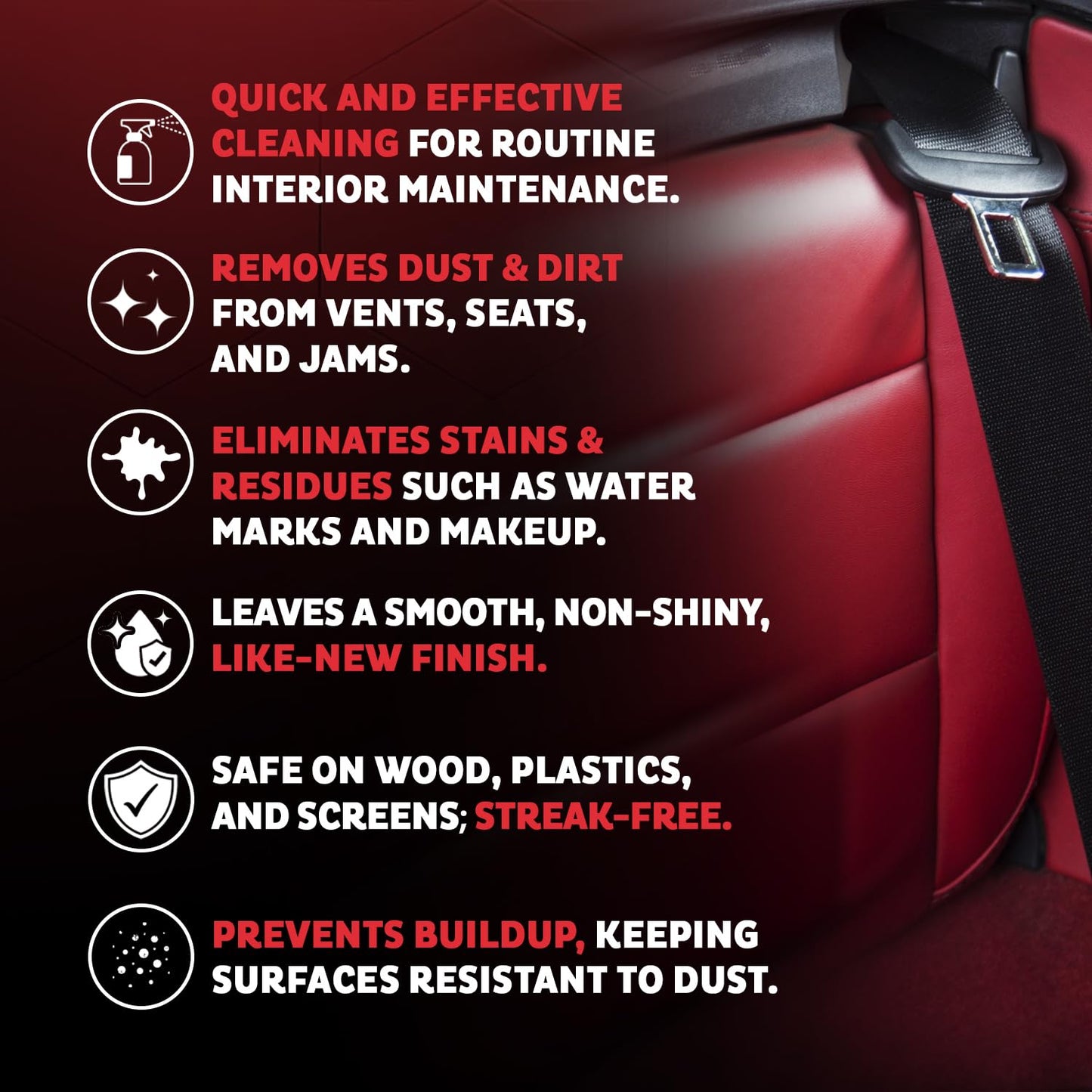 MAXL® Interior Car Cleaner Detailer Spray with NeverDust® Technology Formula (20oz) - Repels Dust, Wipes Oil, Residue with Matte Finish for Leather, Dash, Trim & Screens - Safe on All Surfaces