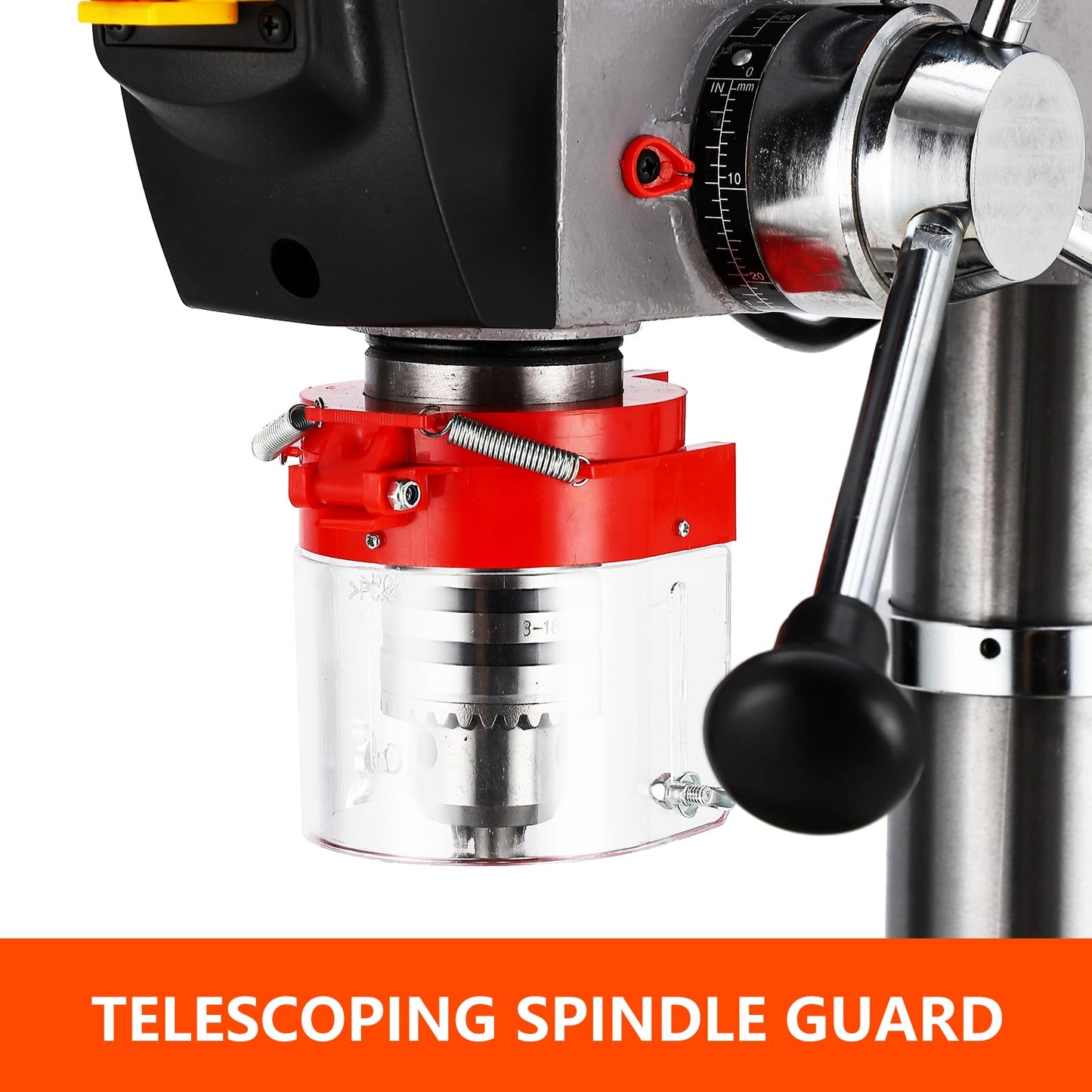 17 in Floor Drill Press, 12 Amp 120V Pure Copper Motor, 200-3630 RPM 16 Variable Speed Cast Iron Bench Drill Press, 0-45° Tilting Worktable, Tabletop Drilling Machine for Wood Metal