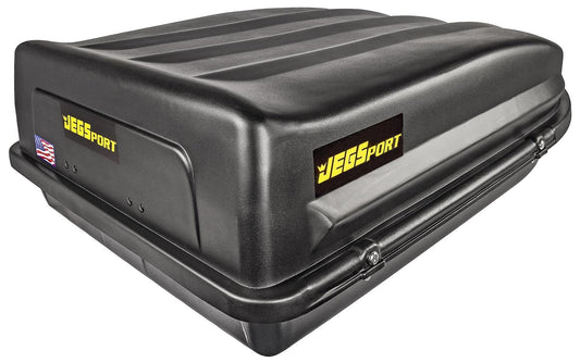 JEGS Rooftop Cargo Carrier for Car Storage - Large Roof Rack Style Carrier - Heavy Duty Weatherproof Storage - Made in USA - 18 Cubic Ft - 110 Lb Capacity - Aero Hard Shell