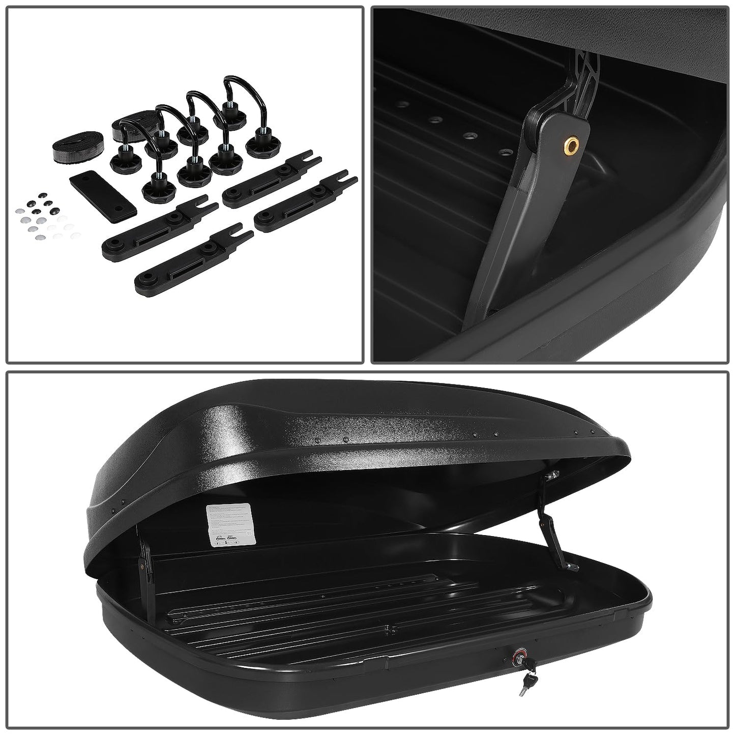 12.7 cu. ft. Rooftop Cargo Carrier ABS Lockable Heavy Duty Hard Shell Waterproof Car Roof Rack Luggage Carrier 55 x 34.5 x 14 Inches Black Textured Capacity 110 LBS
