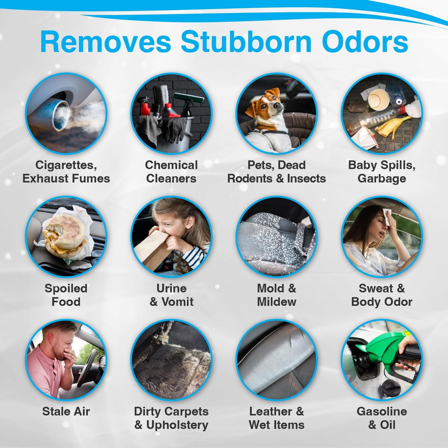 Biocide Systems Auto Shocker Strong Car Odor Eliminator, Eco-Friendly ClO2 Odor Remover for Tough Odors in Vehicle Interiors, Up to 250 Cubic Feet (6-Pack)