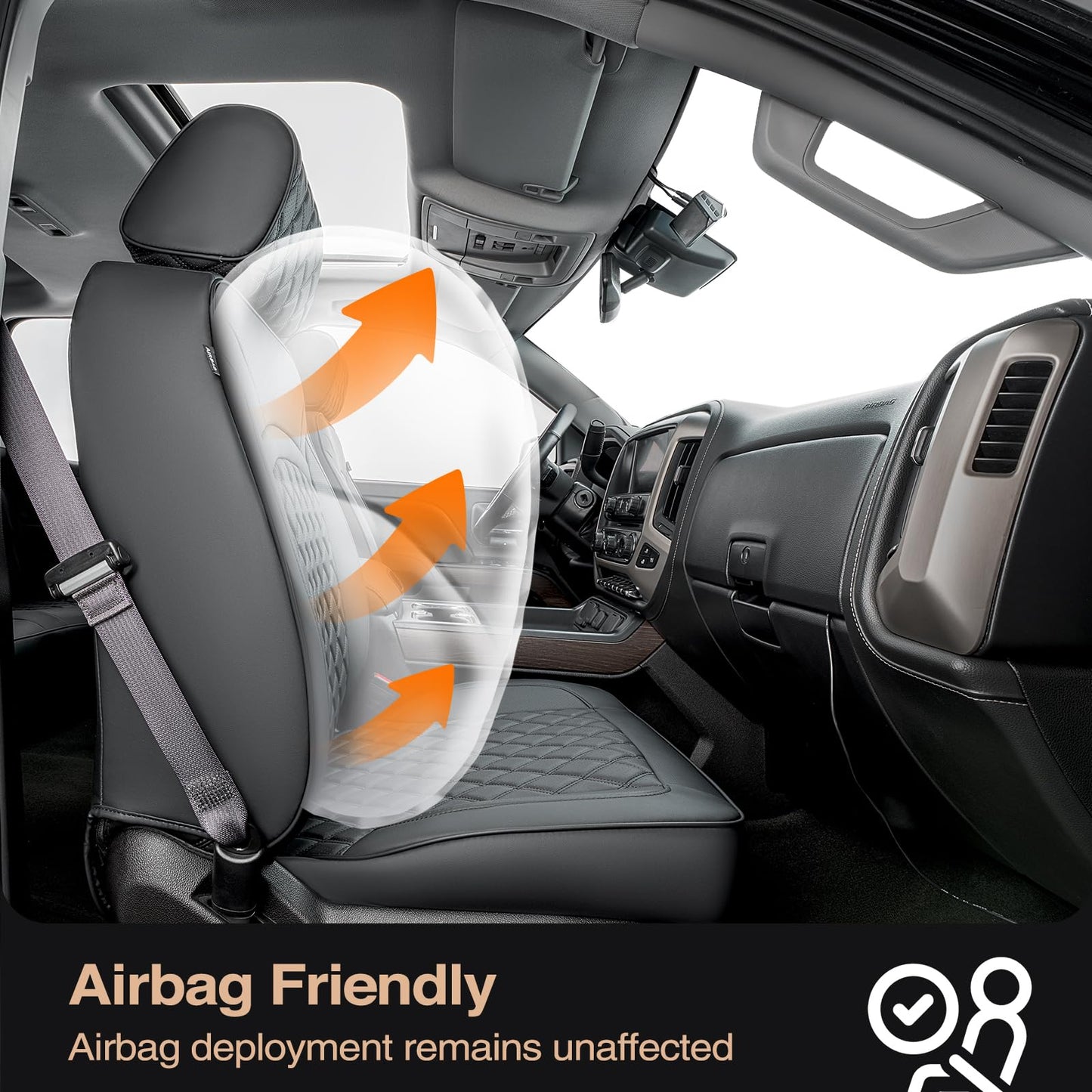 CreekT Full Coverage Full Set Seat Covers for Chevy Silverado GMC Sierra 2014-2018 1500 Crew Cab 2015-2018 2500HD 3500HD,for Chevrolet Truck Car Interior Accessories Black