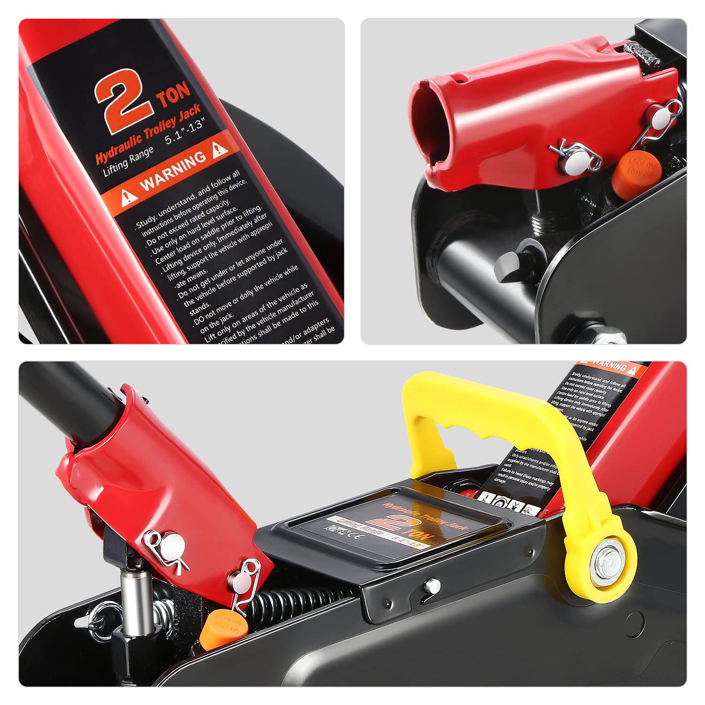 DNA MOTORING TOOLS-00280 Low Profile Hydraulic Trolley Service/Floor Jack Combo with 2 Ratchet Jack Stands, 2 Ton (4000 lbs) Capacity