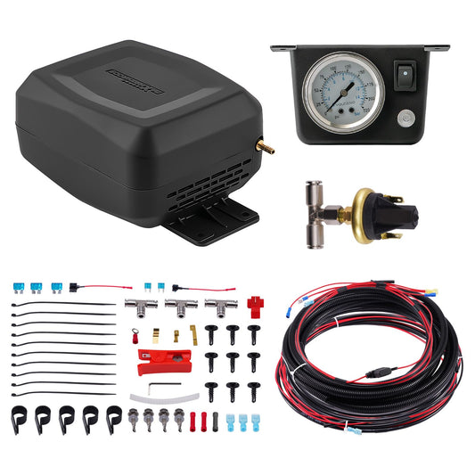 maXpeedingrods On Board Air Compressor System with Low Pressure Sensor Universal Air Spring Compressor Kit for Trucks Vans