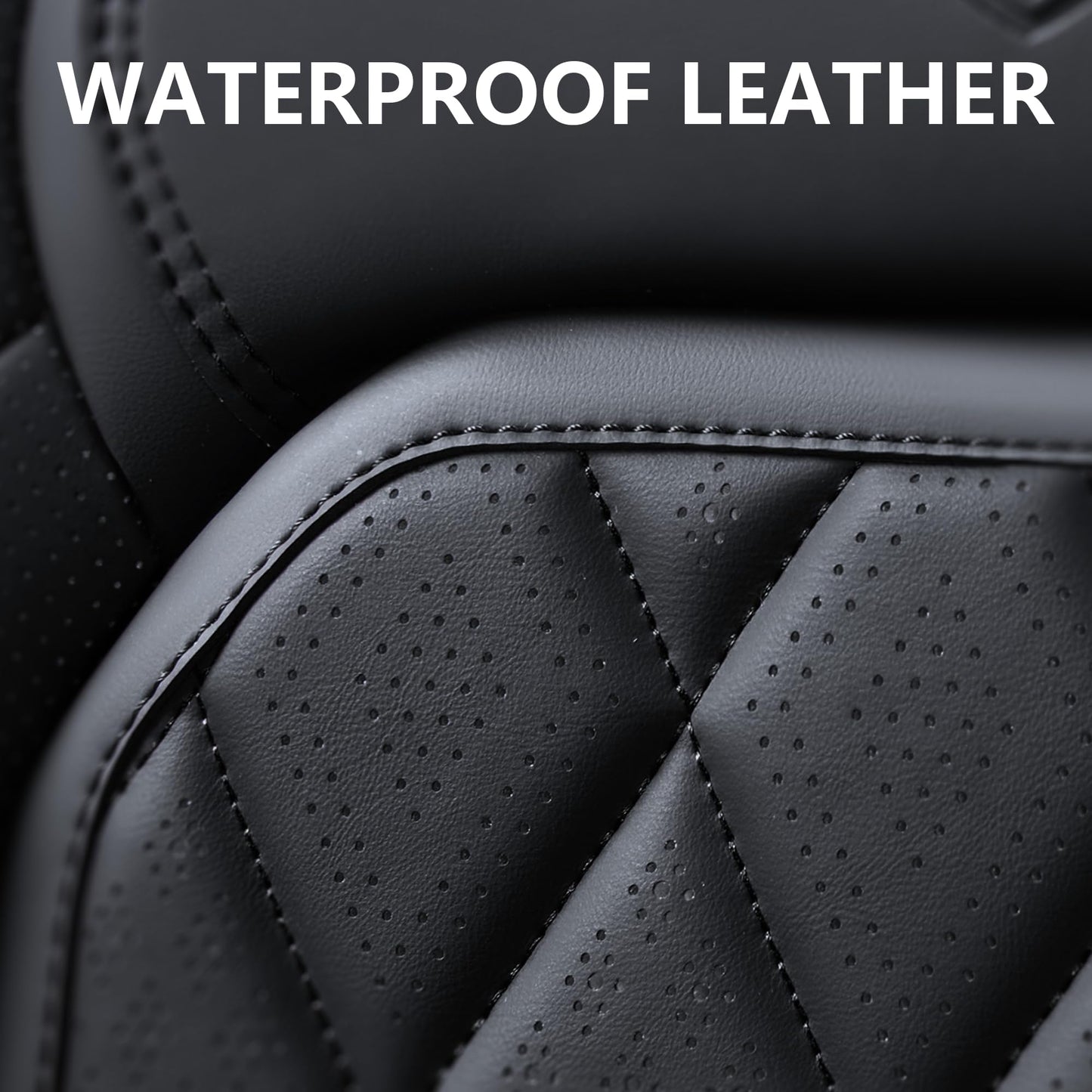 Coverado Car Seat Covers Full Set, Front and Back Seat Covers for Cars, Luxury Faux Leather Waterproof Seat Covers, Black Car Seat Covers, Car Seat Protector Accessories Universal Fit Most Vehicles