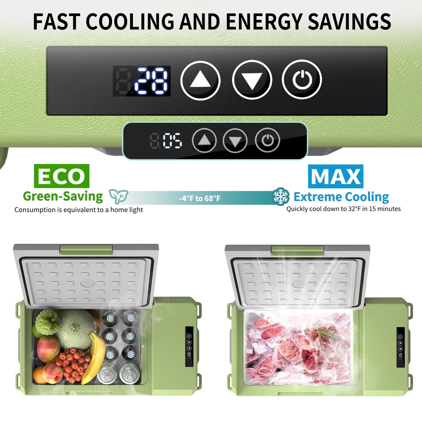 JicSuXi 12V Car Refrigerator, 17 Quart Portable Freezer 12 Car Fridge (-4F~68F) Compressor Electric Cooler with 12/24V DC 110-240V AC, APP Control For Car Truck RV Camping, Travel Outdoor Home