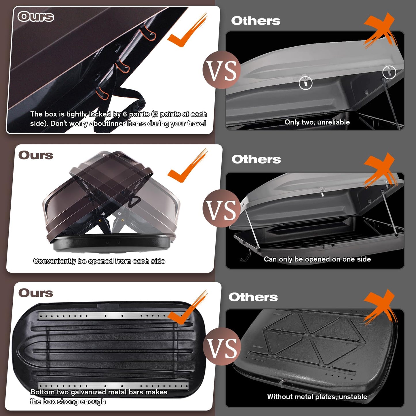 Hard Shell Rooftop Cargo Carrier with Roof Box, Heavy Duty Weatherproof 14 Cubic Feet Rooftop Cargo Carrier for Car Storage, Brown