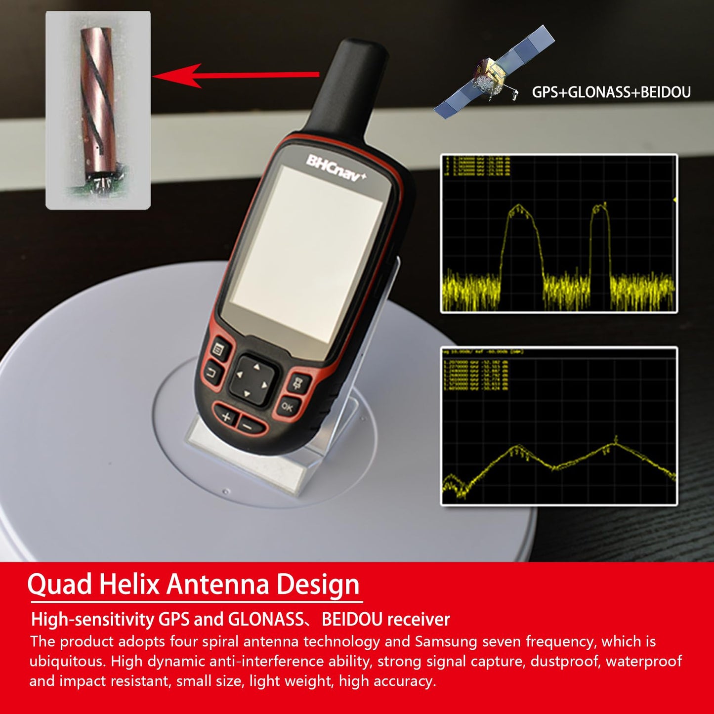 BHCnav NAVA Pro F78 Waterproof Handheld GPS Units,Button-Operated Handheld with Altimeter,Thermometer and Compass-2.8" Color Display, Expanded Satellite Support and Multi-Band Technology