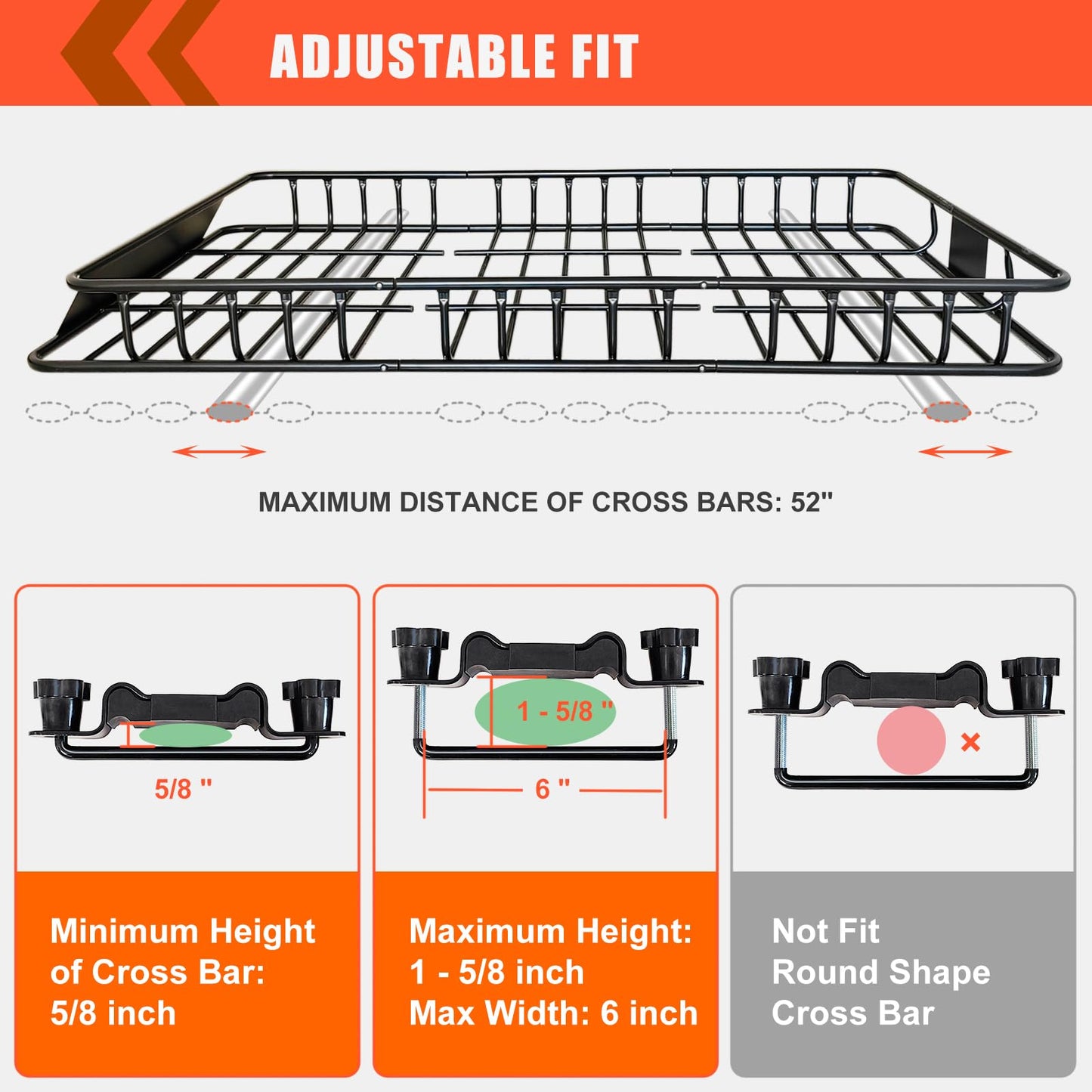 MeeFar Roof Rack Carrier Basket Universal Rooftop 65" X 39" X 6" Large Size Roof Rack + Waterproof Bag 20 Cubic Feet (51" 40" 17"), and Cargo Net with Attachment Hooks, Ratchet Straps